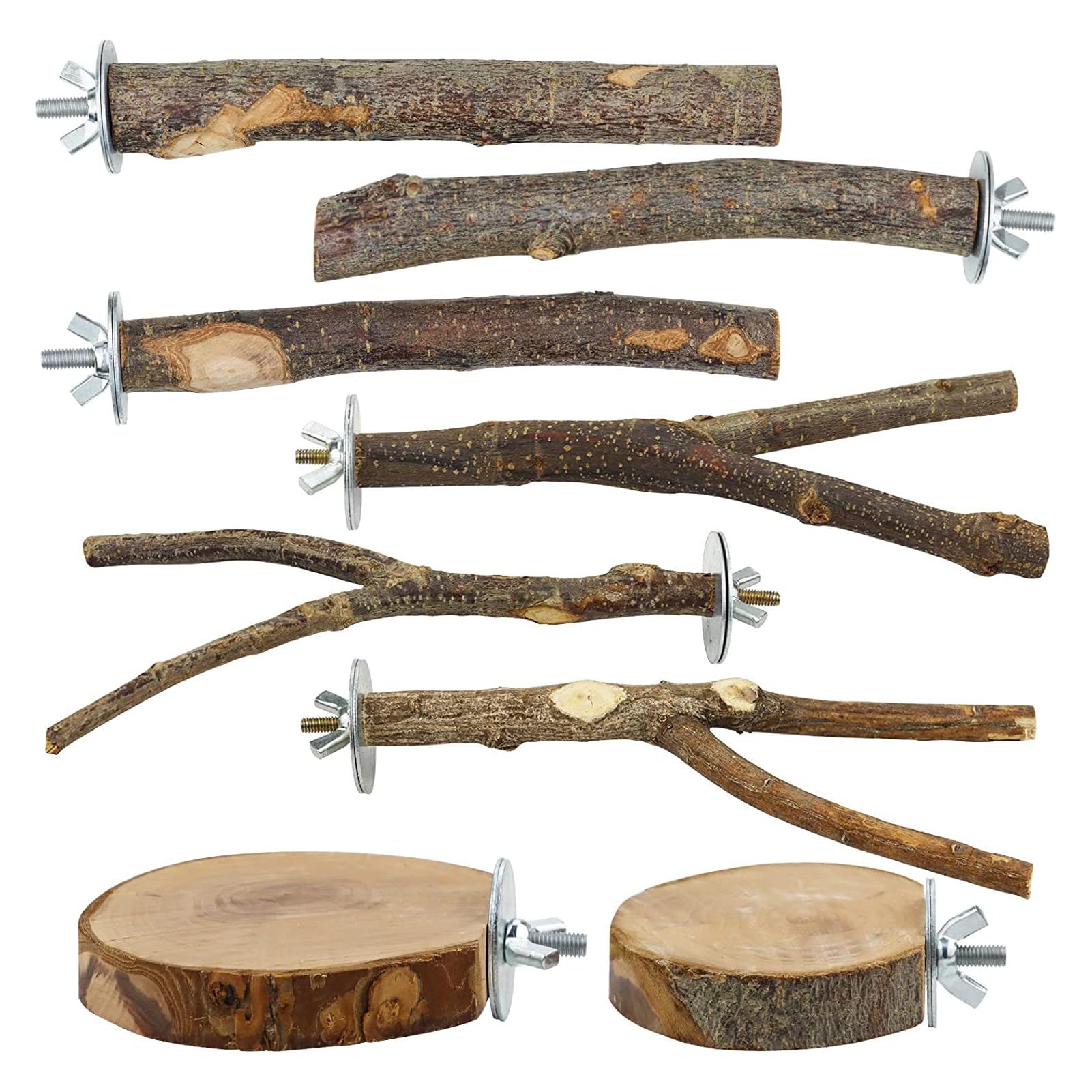 8 Pieces of Natural Wood Bird Stand Small Parakeets Wooden Parakeets Toys Budgie Toys Bird Perches for Parakeets Bird Perches Wood Perches for Bird Cages