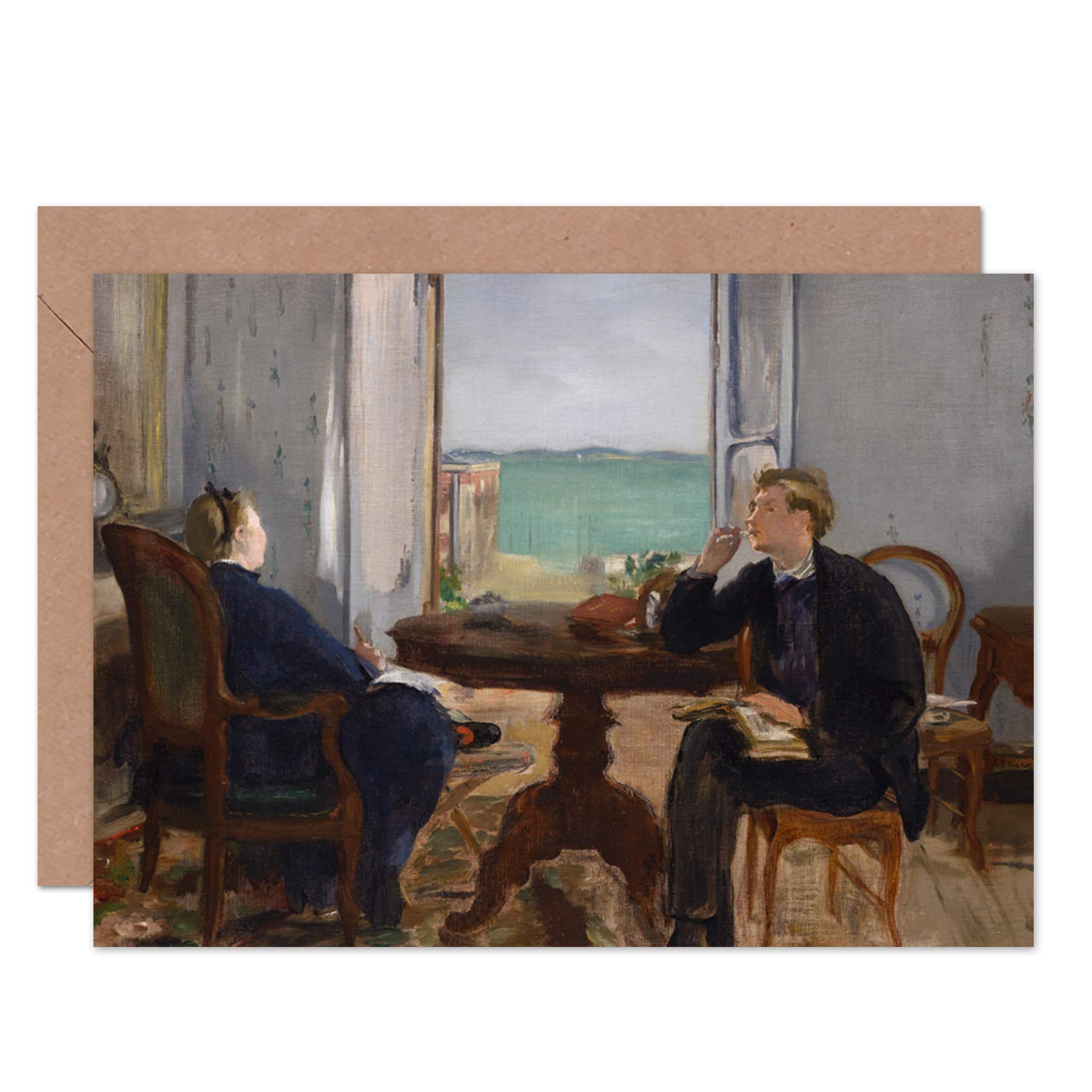 Artery8 Interior At Arcachon Edouard Manet 1871 Painting Fine Art Greeting Card Plus Envelope Blank Inside
