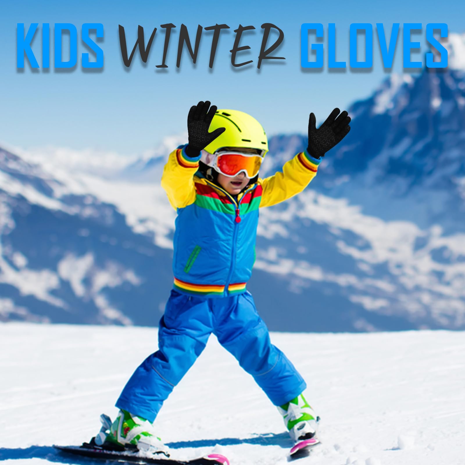 WFX Kids Winter Sports Gloves Thermal Anti-Slip Touch Screen Gloves for Running Hiking Ski Sports Outdoor Walking Cycling Gloves Warm A — view 5