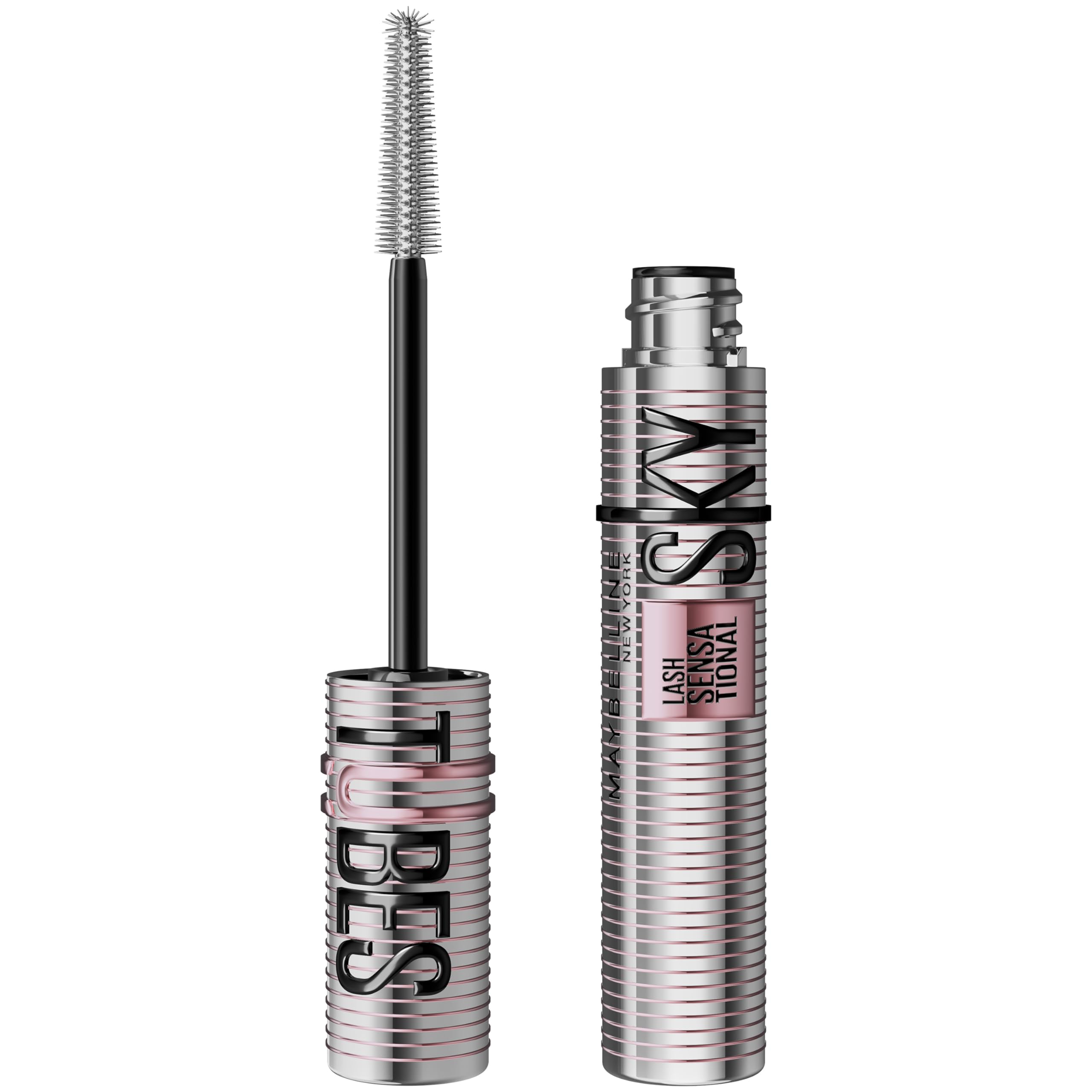 Maybelline New York Mascara Sky Tubes, Mascara Tubing Allungante Effetto Extension, Adatto a Occhi Sensibili, Con Burro di Karité e Olio di Ricino, Tenuta 24H, Nero Intenso, Lash Sensational, 7 ml