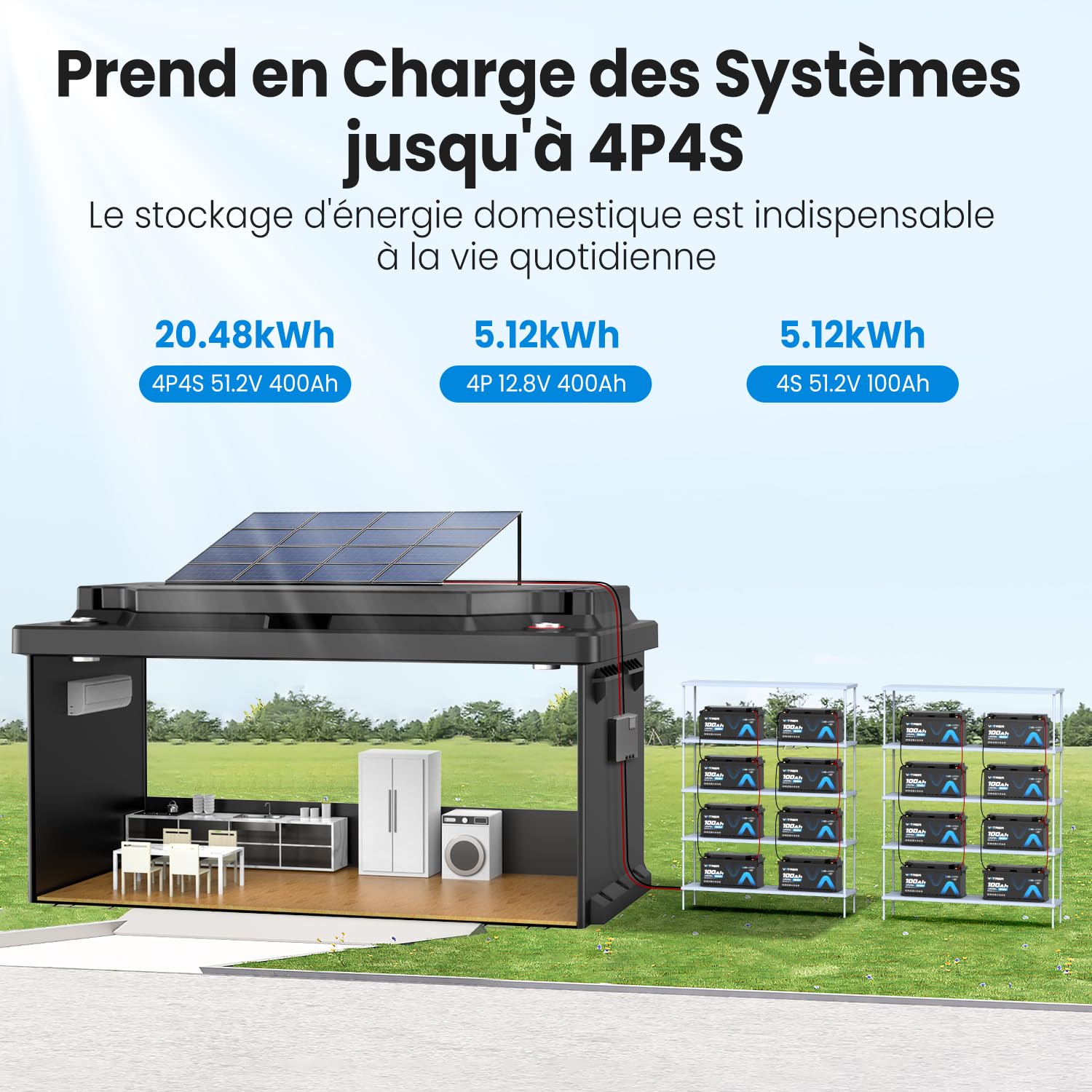 VATRER POWER 12V 100Ah H190 Bluetooth LiFePO4 Batteria con Altezza 188mm, 1280Wh, 5000+ cicli, Batteria al Litio con BMS 100A, Protezione dalle Basse Temperature, Ideale per Camper