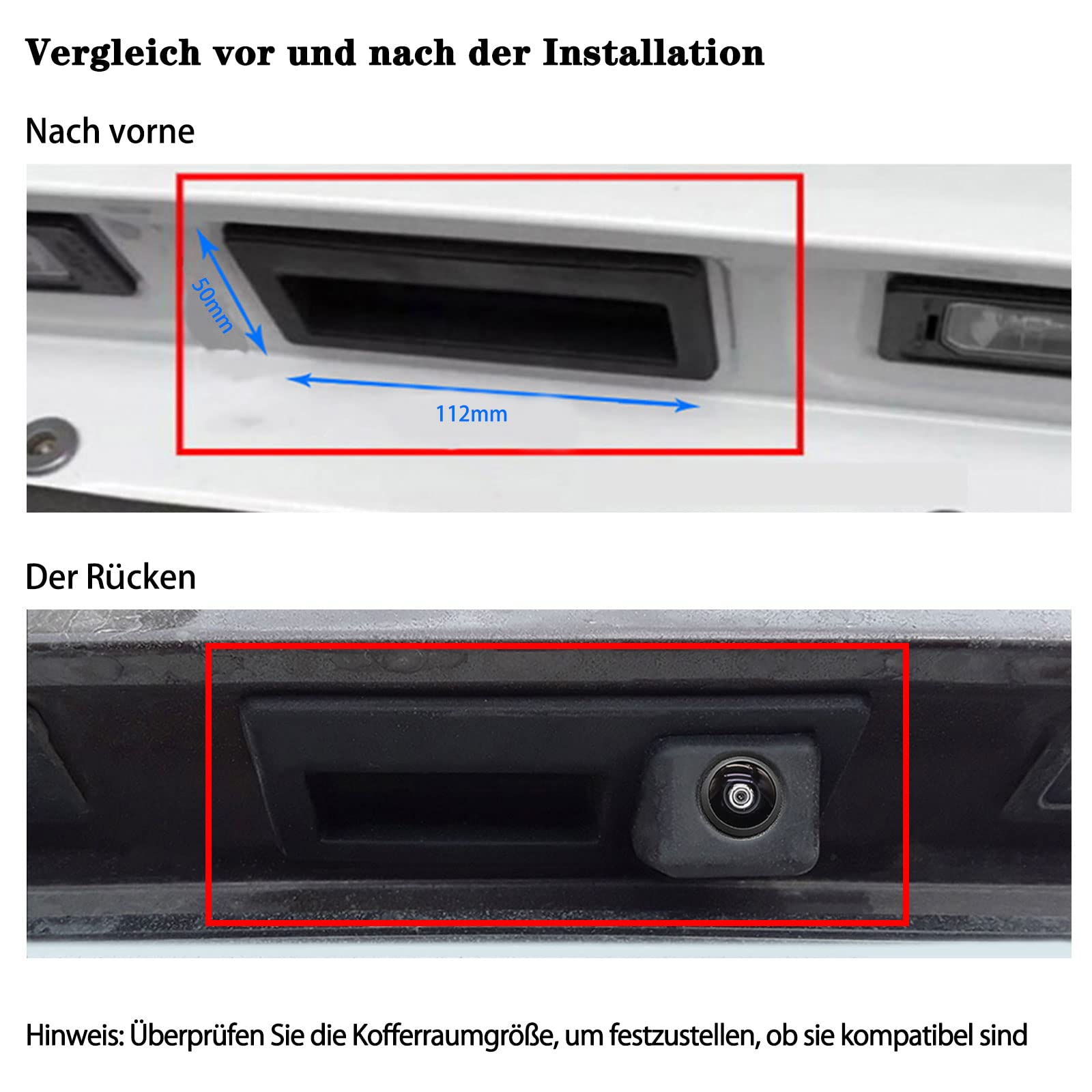 HD 720P Auto Rückfahrkamera für Audi A4L A5 A3 Q3 Q5 RS6 VW Passat Tiguan Jetta Sharan Lavida Skoda mit Kofferraumgriff