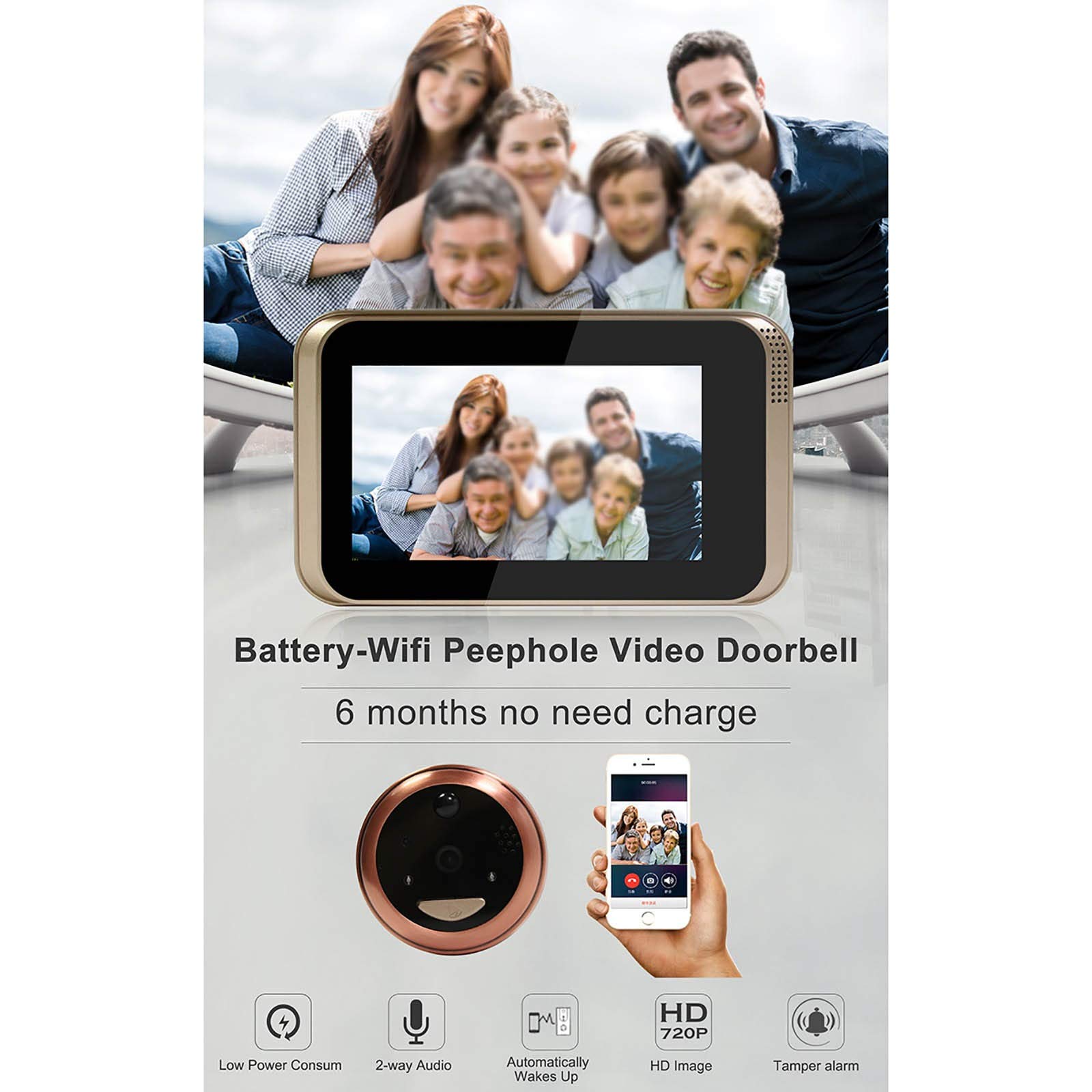 Amazon.co.jp: 玄関ドア モニター スマートな電子のぞき穴の無線