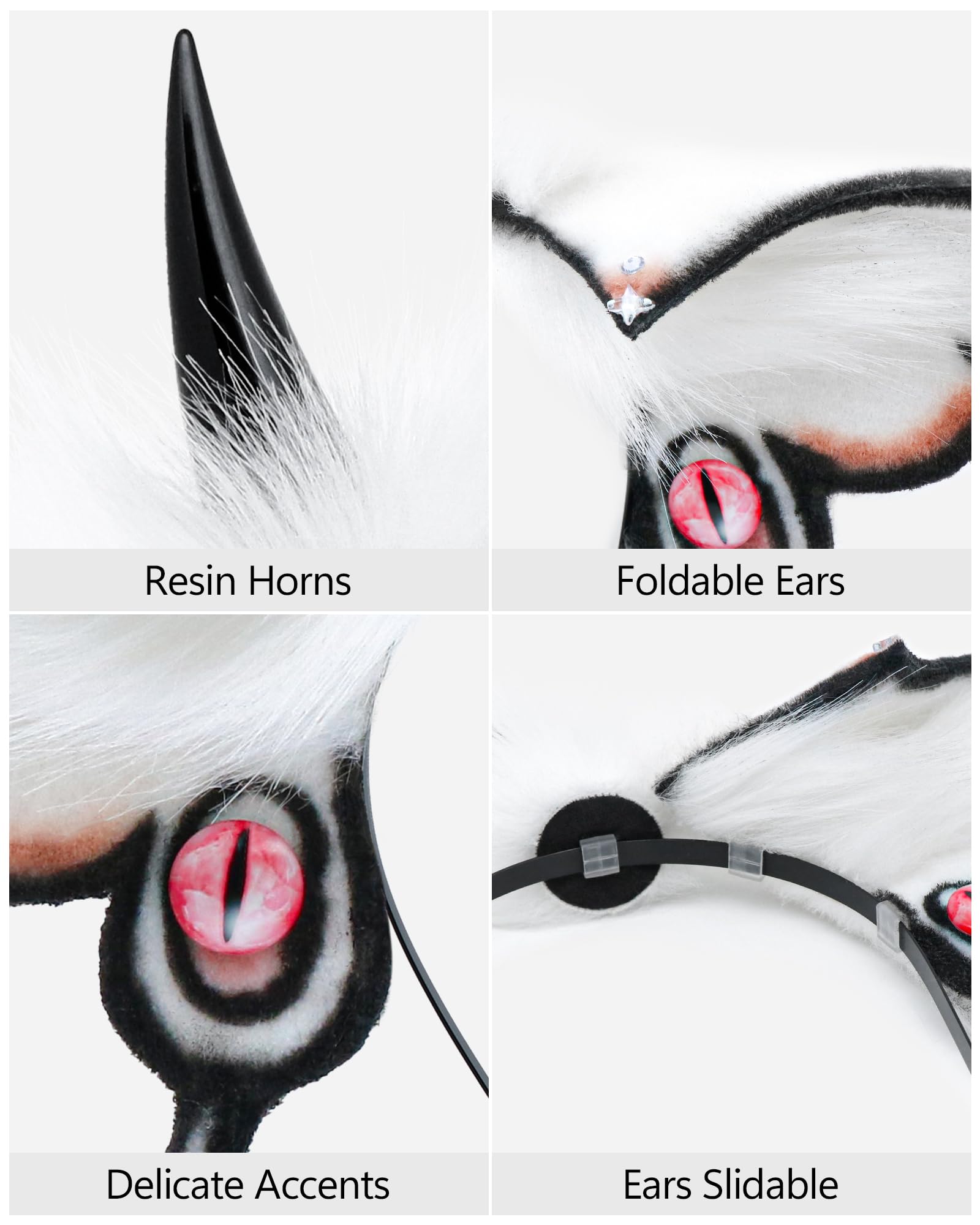 Realistic Furry Animal Ears Headband Fantasy Creature Ears Adult Cosplay Accessory for Halloween: Moth Black