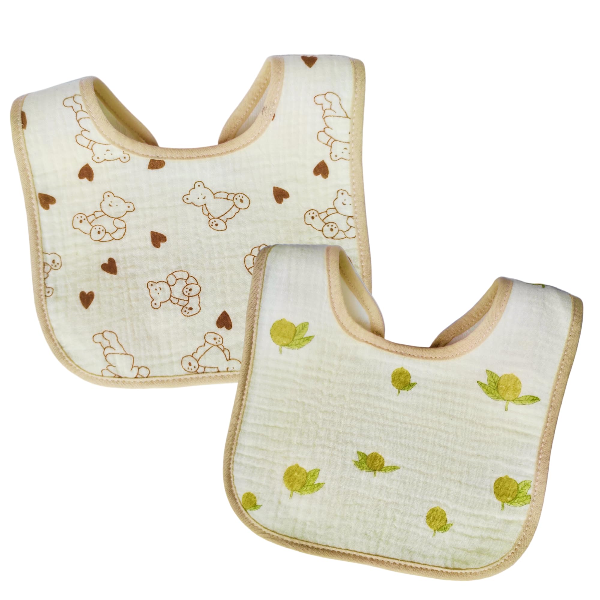 Muslin Cotton Baby Bib for 3–36 Months | Soft & Absorbent Feeding and Drooling Bib | WATERPROOF Breathable, Reusable & Skin-Safe Toddler Bib Pack of 2-image-38