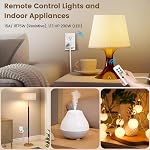 SURAIELEC Prise de commande à distance, commutateur de lumière sans fil - 5 Sorties + 2 Télécommandes, 15 AMP, 100FT Gamme, Pas d'interférence, Kit de commutateur de lumière à distance pour lampe, ventilateur, lumière d'arbre de Noël, appareil ménager