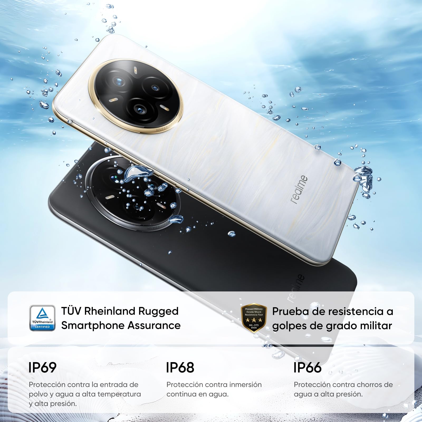 realme 14 Pro+ Android Smartphone, 8+ 256 GB, Sony IMX896 OIS-Kamera, Qualcomm Snapdragon 7s Gen 3 5G, IP69, 6,83" 120-Hz-Display, 5260-mAh-Akku, Grau (Mit Adapter)