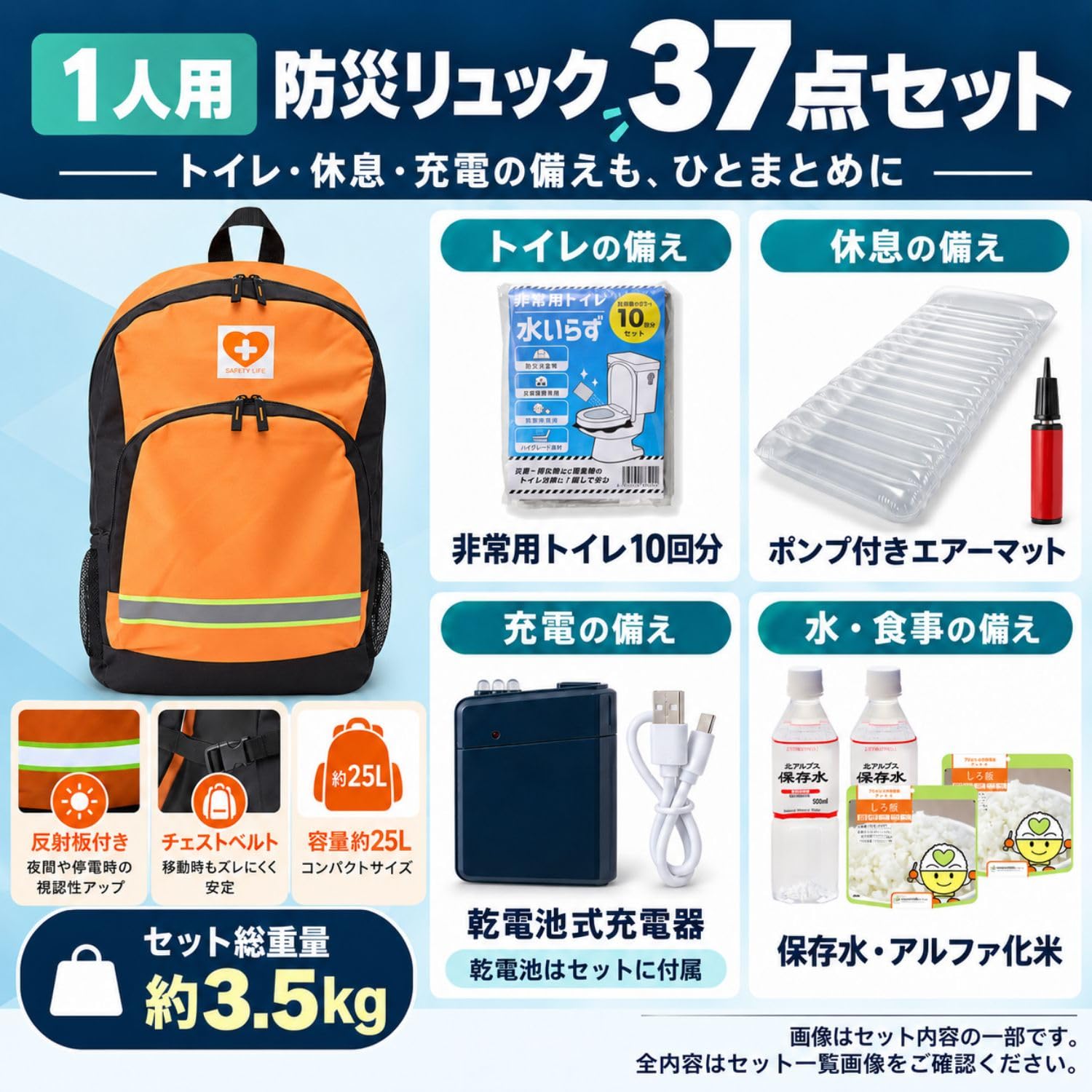 Amazon.co.jp: セーフティライフ 防災リュック 37点セット 1人用 女性