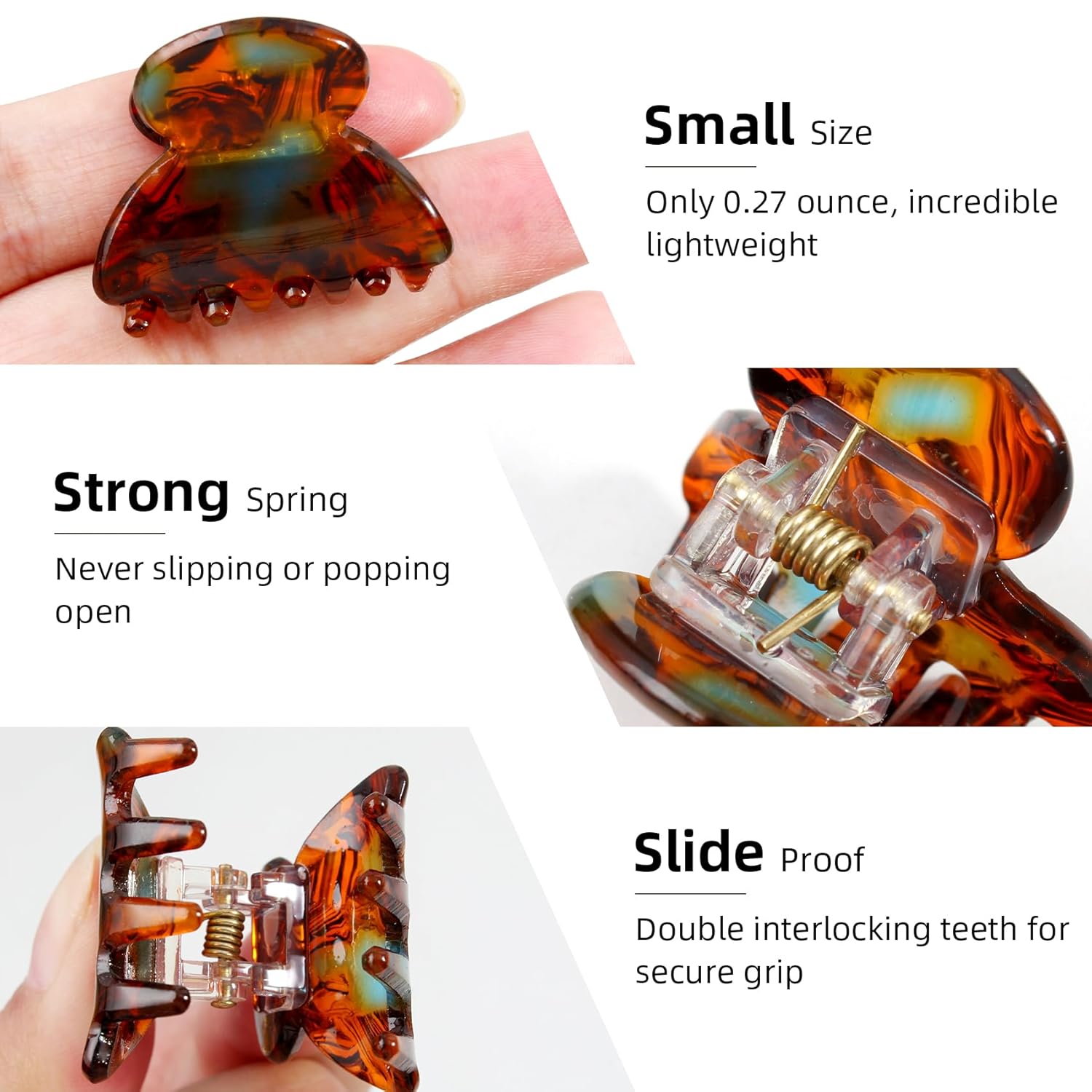 10 Pack Small Hair Claw Clips for Women Girls - 1.18 Inch Mini Tortoise Shell Acrylic Claw Clips French Barrettes Non-Slip Strong Hold for Thin/Thick Hair - Image 3
