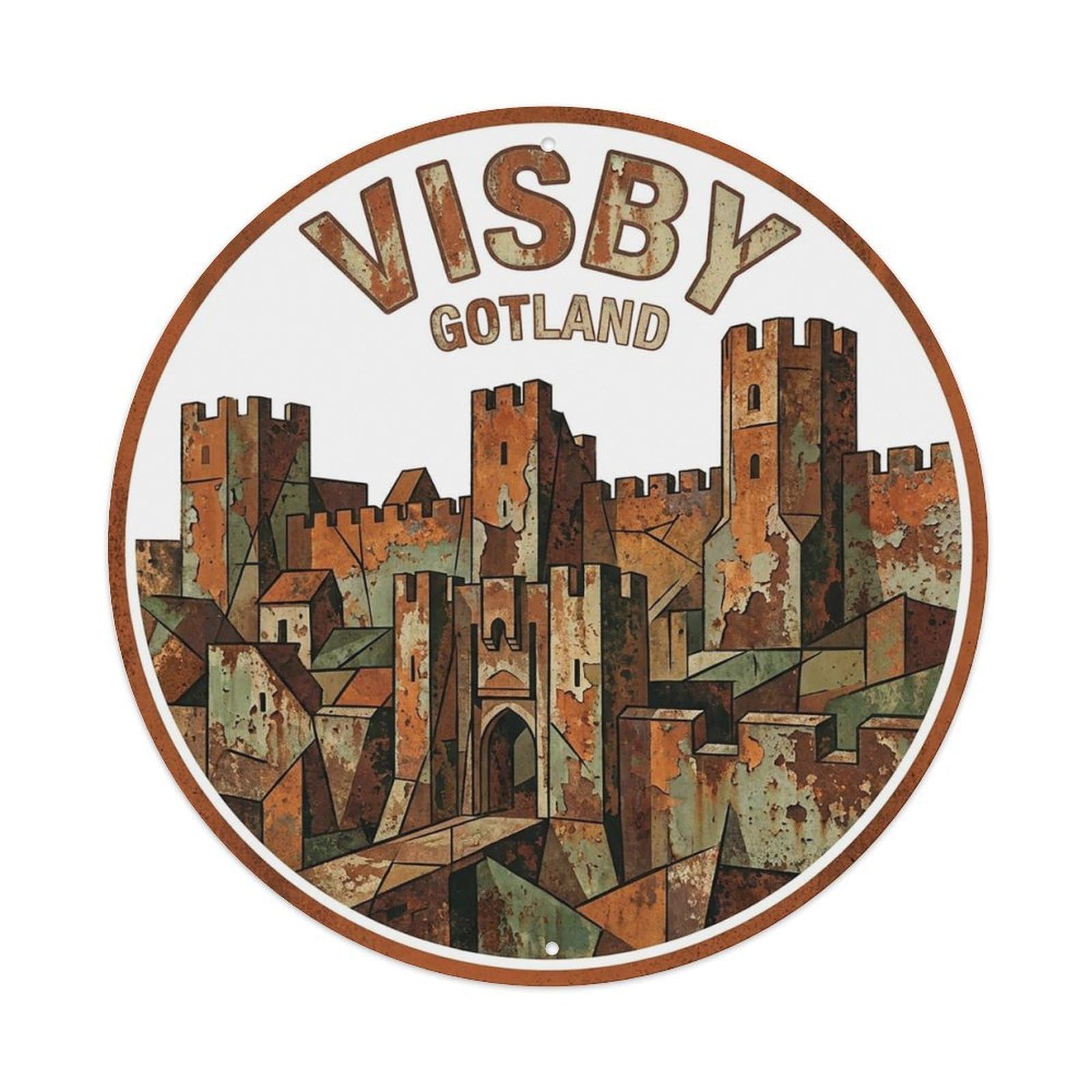 Vintage Travel Sweden Visby Vintage Metal Tin Sign Plaque Wall Decor for Cafe, Club Bar, Office, Garden Metal Poster 8x8Inch