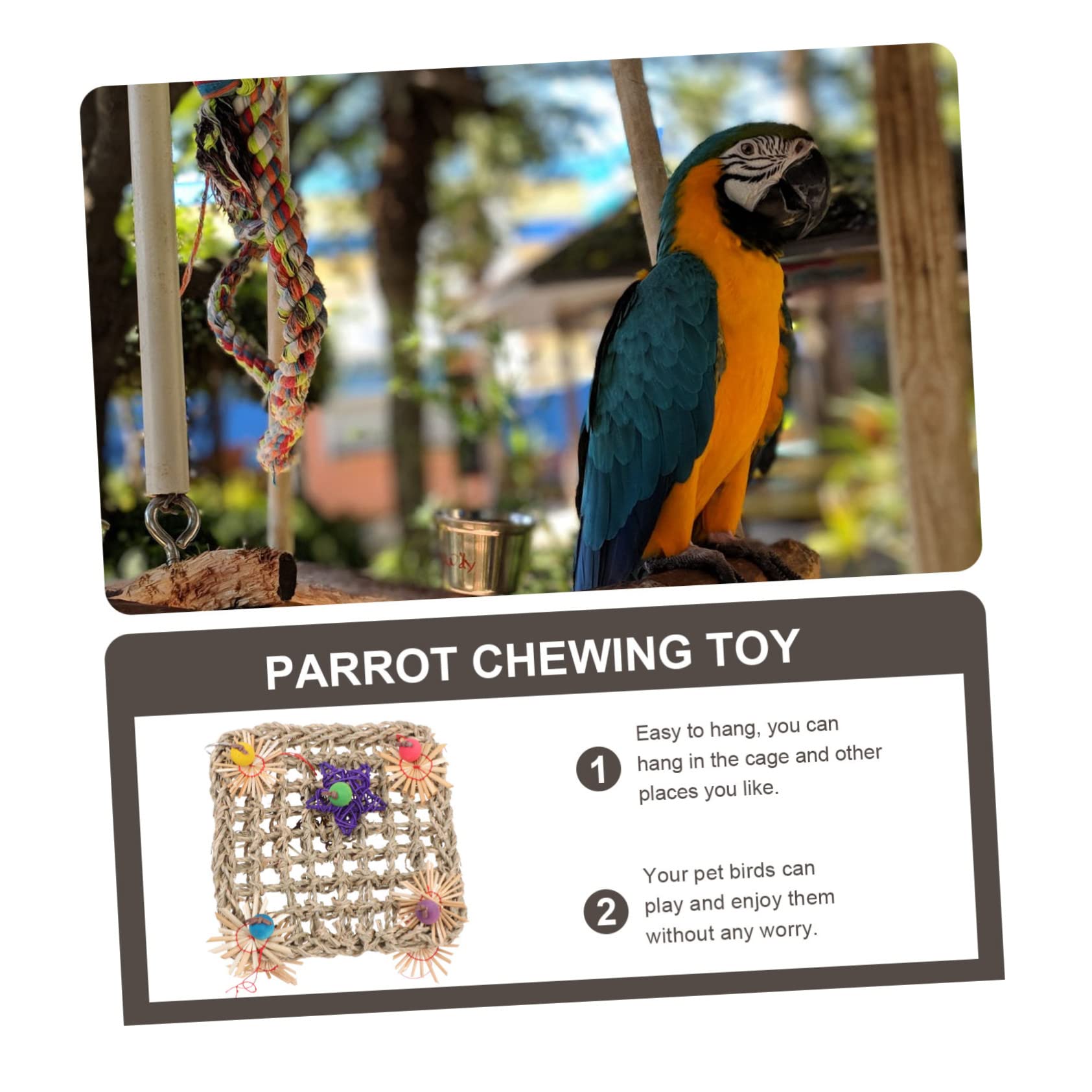 Beaupretty 2pièces Jouet à Mâcher pour Oiseaux Réseau Herbe Tissé Accessoire pour Perroquets Toy à Grimper pour Oiseaux Et Accessoires pour Cage