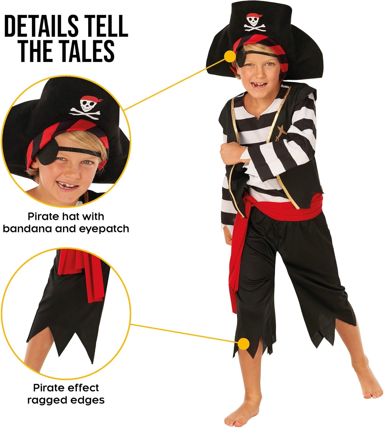 Morph Pirate Costume Boys, Black And White Pirate Costume Kids, Boys Halloween Costumes, Halloween Costumes For Kids, Small - Image 3