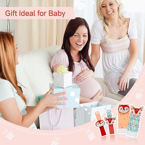 Miniatura 6 de Encantadores sonajeros de muñeca y calcetines de juguete para bebés de 0 a 6 a 12 meses de edad, juguete suave para recién nacido, buscador de manos