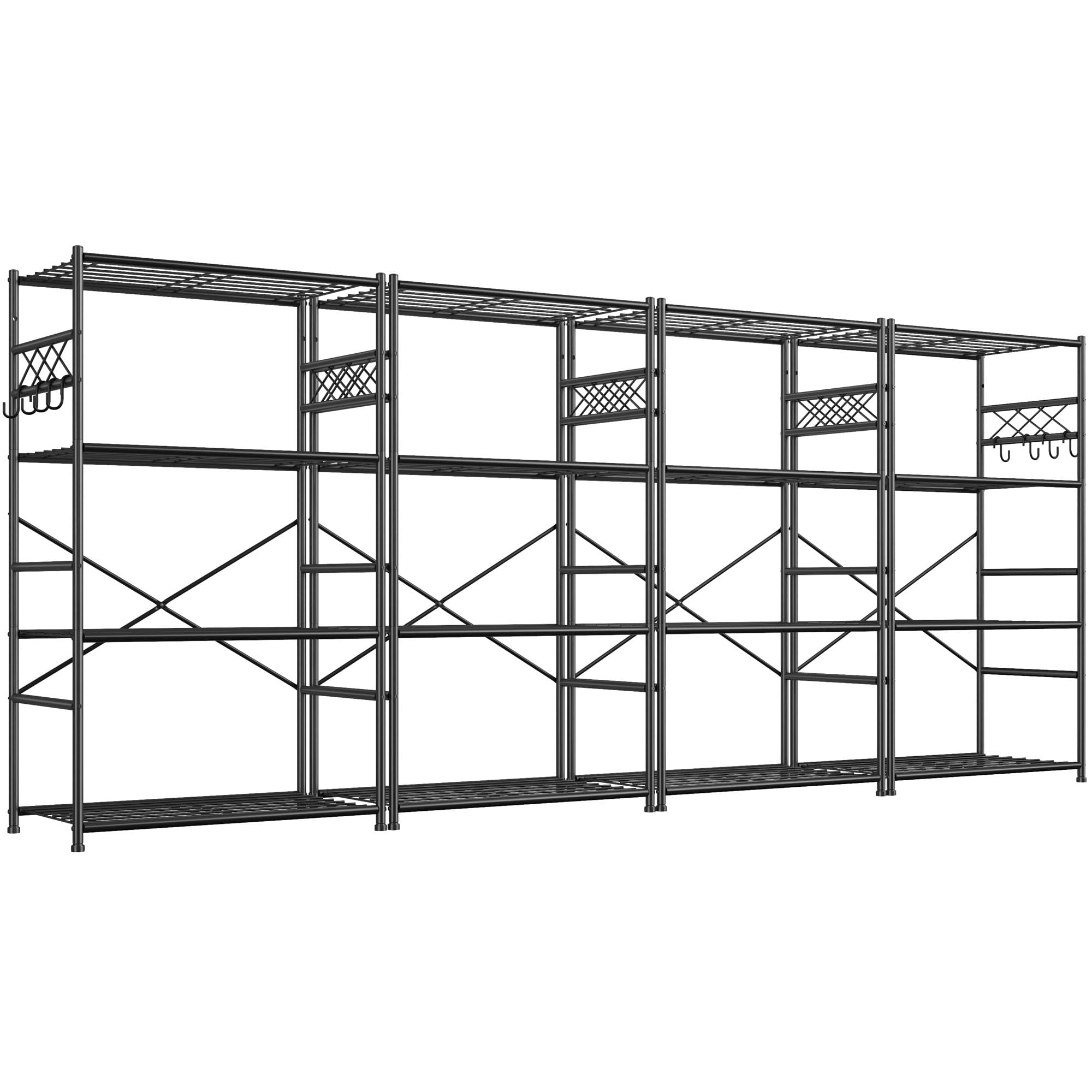 DurayLoly Storage Shelves 4 Tier Shelf Organizer,Metaling Shelving with Hooks,Heavy Duty Garage Shelves Unit with Leveling Feet,Wire Shelving for Pantry,Kitchen and Closet,23.6" W x 13.8" D x 60.4" H