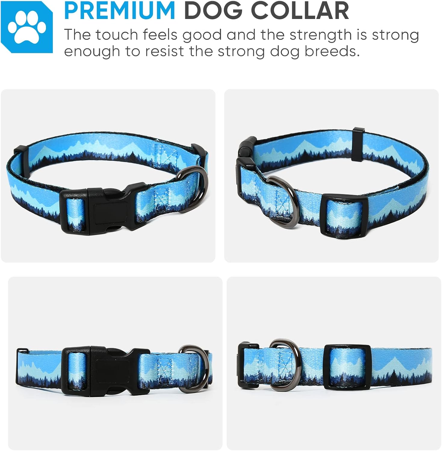 HEELE Dog Collar, Adjustable Soft Dog Collar for Small Medium Large Dogs,Floral Patterned Puppy Collars with Quick Release Buckle L Length 15.94''-25.59' image 2