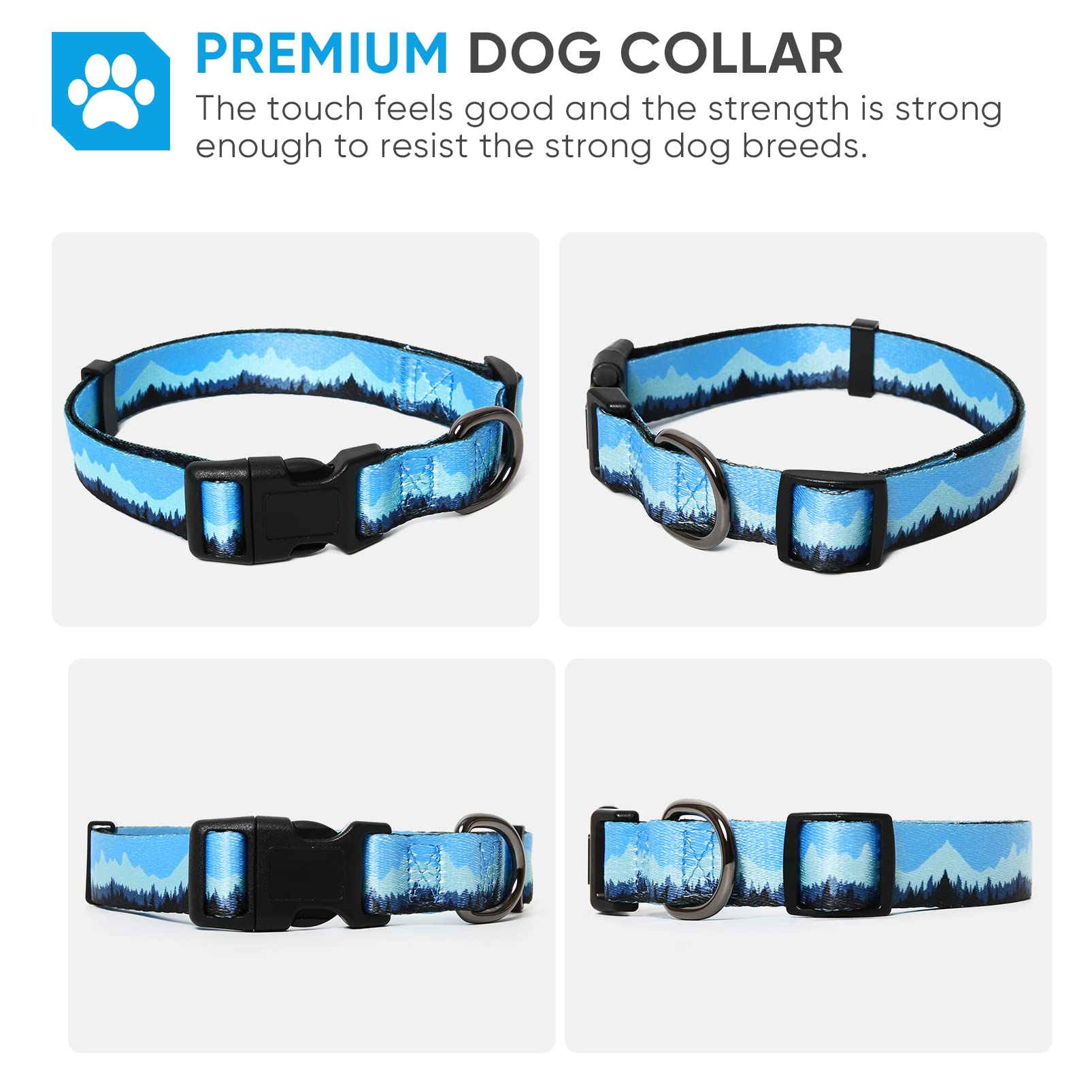 HEELE Dog Collar Large Multi-Colour Patterned Soft Comfy Dog Pet Collars Easy Adjustable Collar for Medium Large Dogs Indoor Outdoor Activities - Image 2