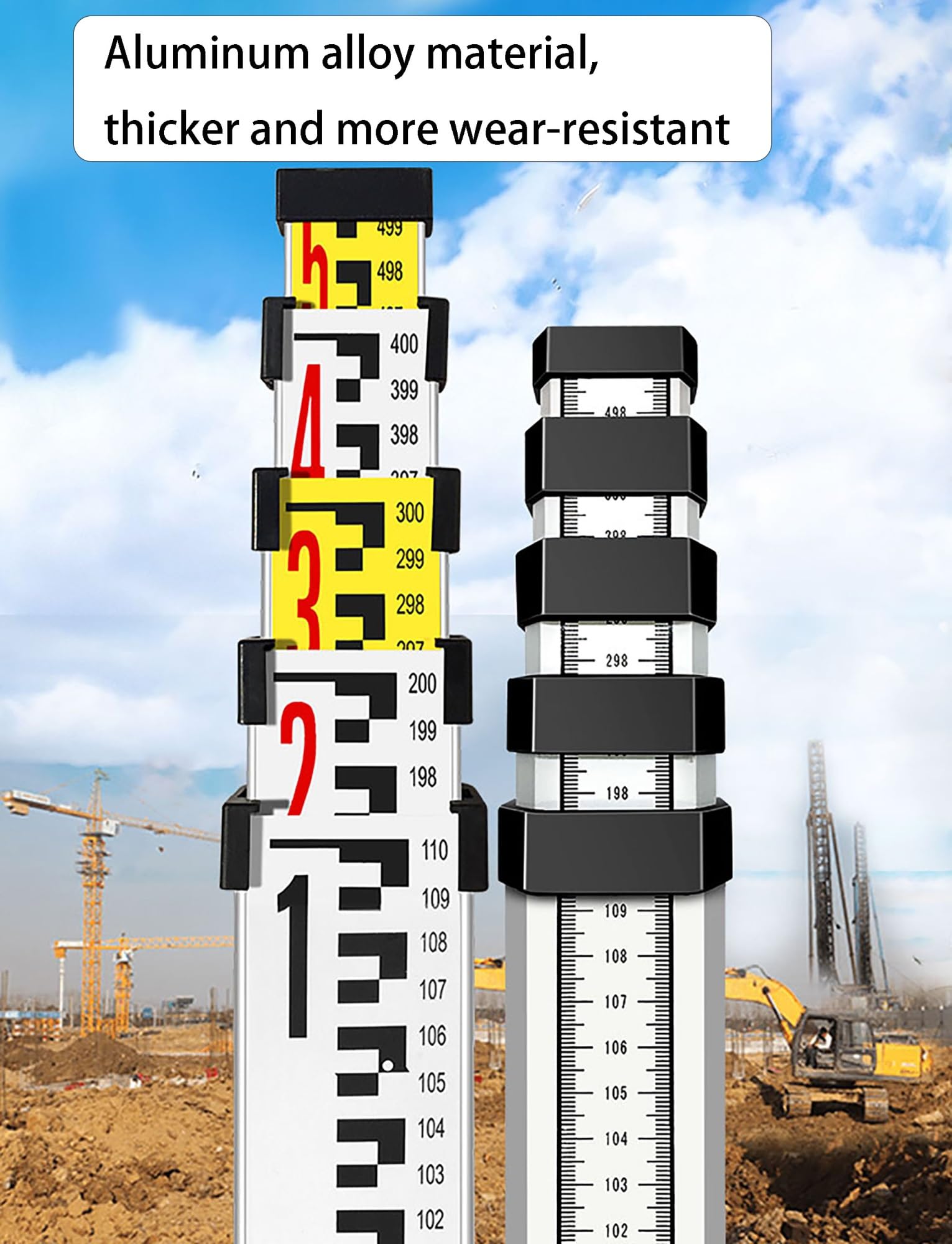 Varilla Alum 3,5,7,10 Metros, Escala 1mm para Topografía y Nivelación