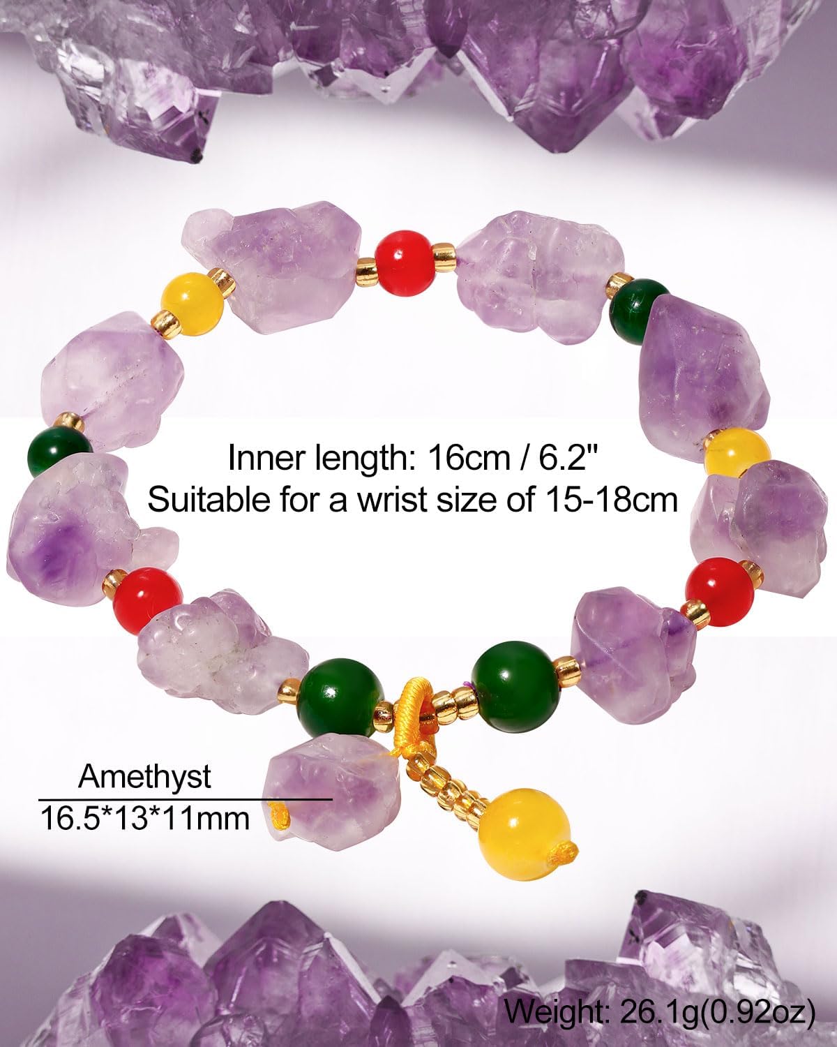 Reiki Raw Amethyst Beaded Bracelets Love Good Luck Irregular Spiritual Crystals Stretch Bracelets for Women Protection Balance Meditation Jewelry - Image 6