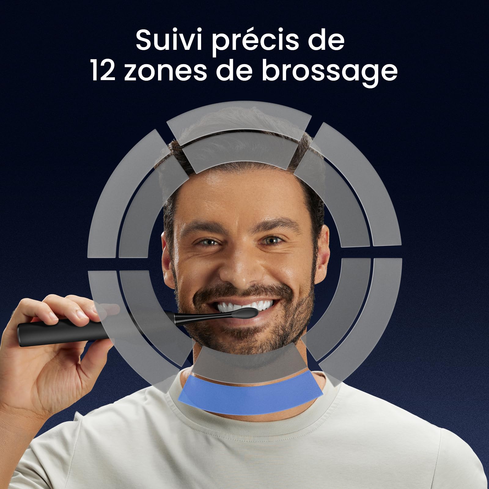 Oclean Brosse à dents électrique X Elite 10, Écran tactile, 12 zones de suivi, 5 modes de brossage avec Gencive, Brosse à dents sonique, 40 jours d'autonomie, Silencieux 45 dB, Minuterie, Noir