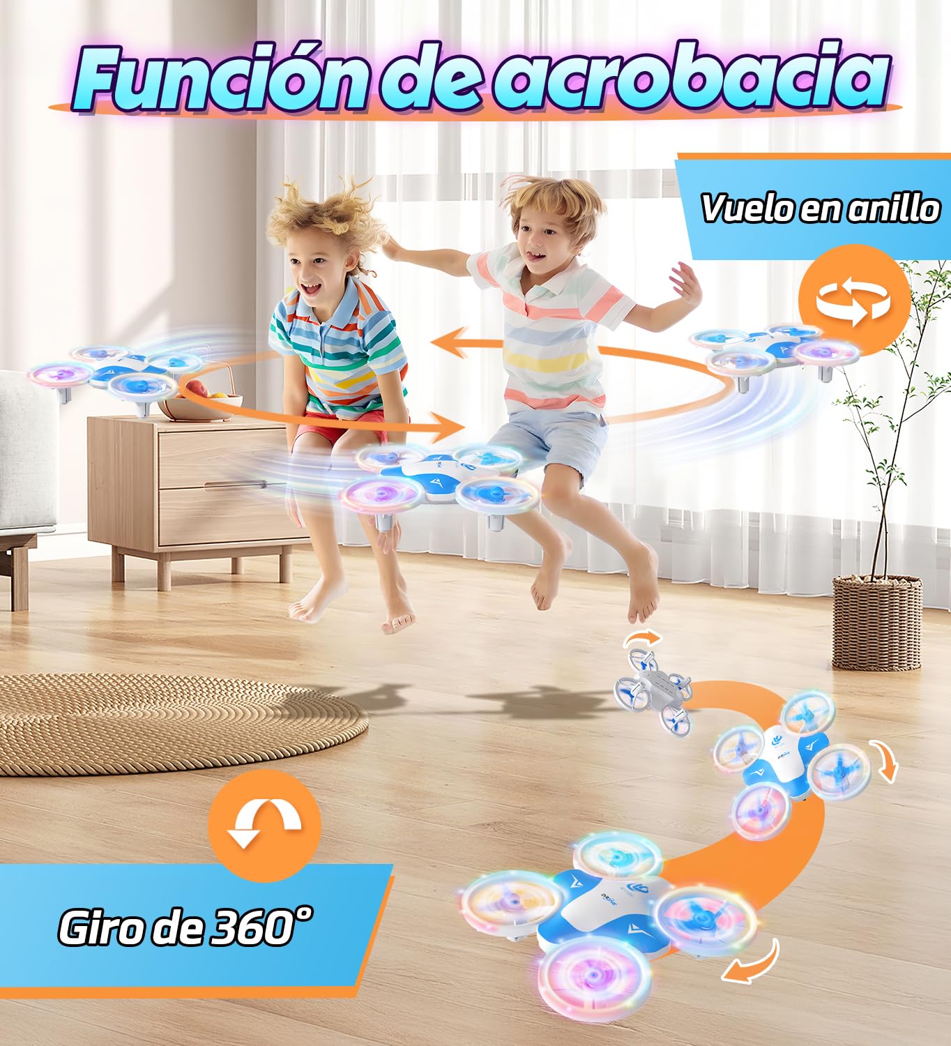 Korffe Mini Dron Para Niños De 6, 7, 8, 9 Y 10 Años, Avión Teledirigido De Juguete Para Niños Y Principiantes Con Luces Led, Ideal Para Interiores Y Exteriores, Ideal Como Regalo Para Y Niñas