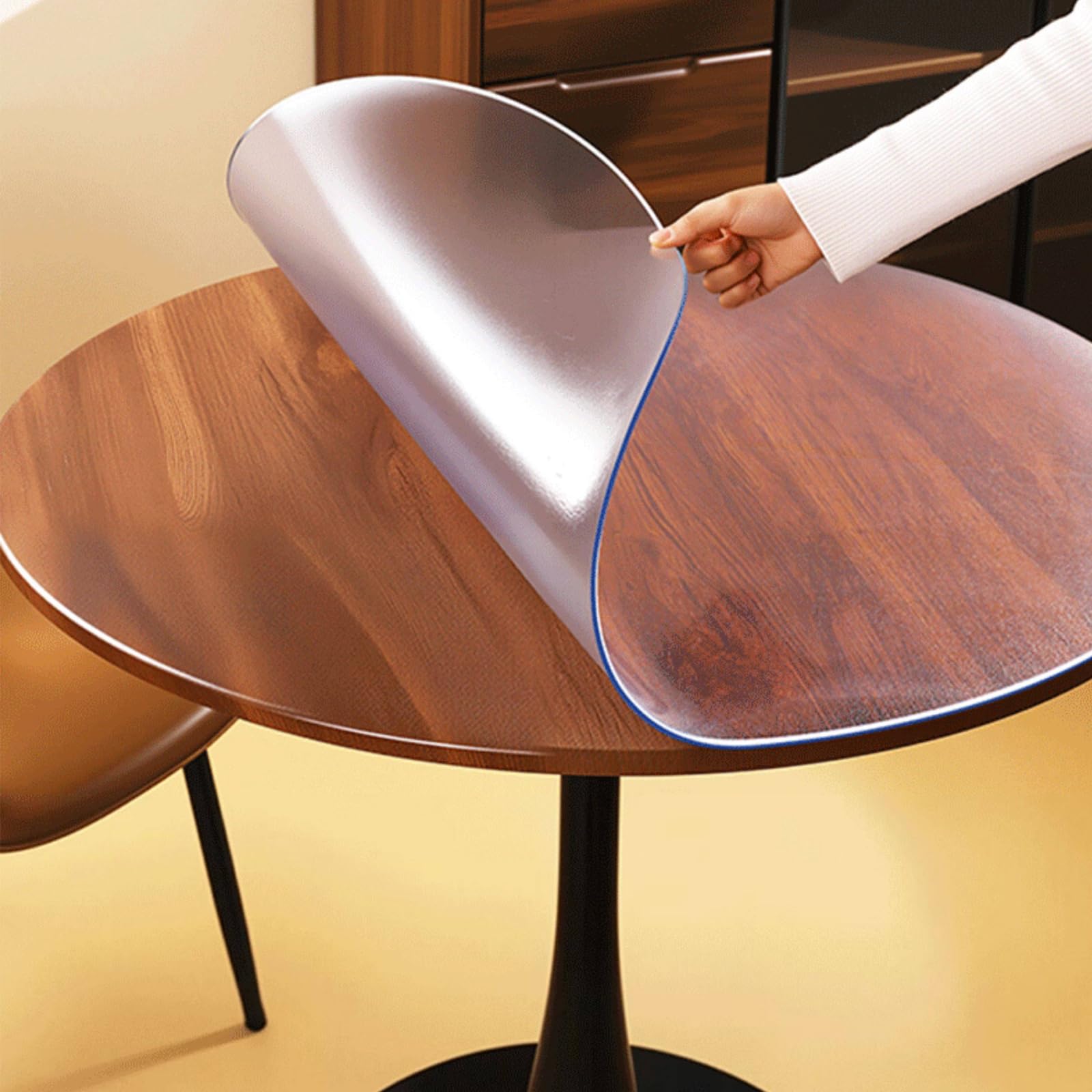 Nappe ronde transparente PVC dépoli FLAVYO protège-table 3mm Ø 150cm