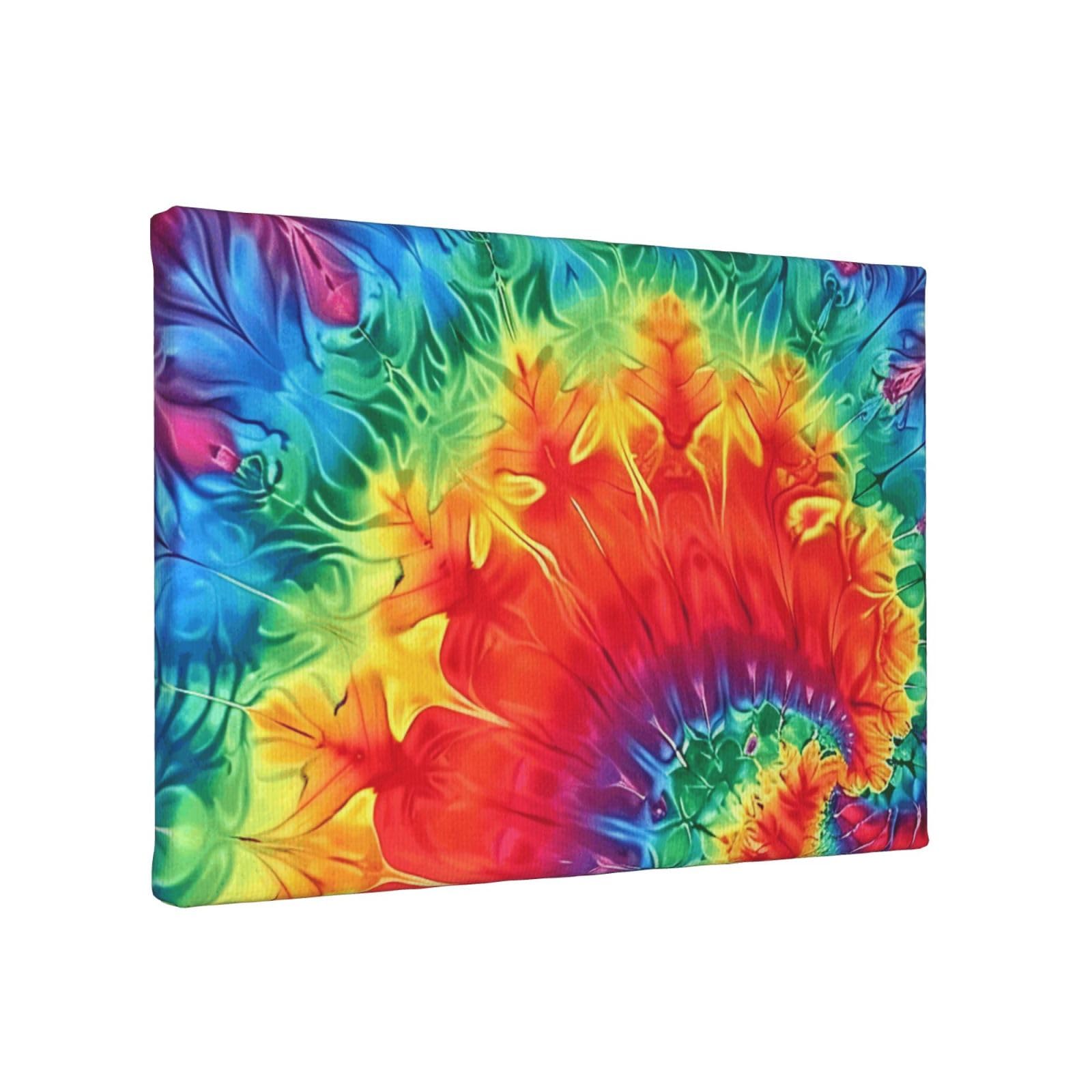 YKLJG Rainbow Tie Dye-Red Printed Wall Art Canvas Painting 30x20 CM Wooden Framed Picture Painting Artwork Prints for Bedroom Kitchen Home Office Decor