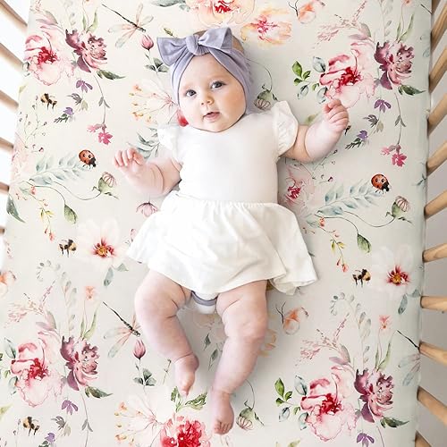 Vista 141 de GRSSDER Juego de 2 sábanas elásticas ultra suaves para moisés, ajuste universal para moisés, cesta de moisés, colchón rectangular ovalado, seguro