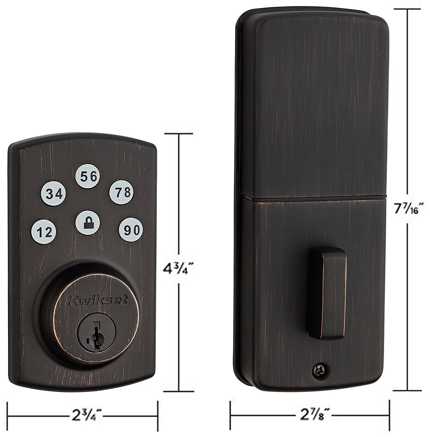Amazon.co.jp: Kwikset 907 パワーボルト 2.0 電子デッドボルト