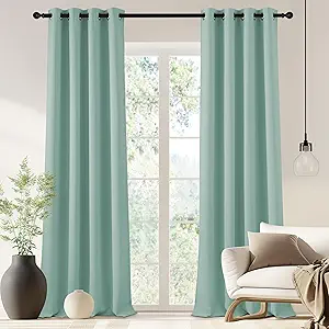 NICETOWN Blackout Drapery Curtain Panel 90 inches Long - Window Treatment Thermal Insulated Grommet Blackout Curtain/Drape for Bedroom Living Room (Aqua Blue, 1 Panel, 46 by 90 inches)