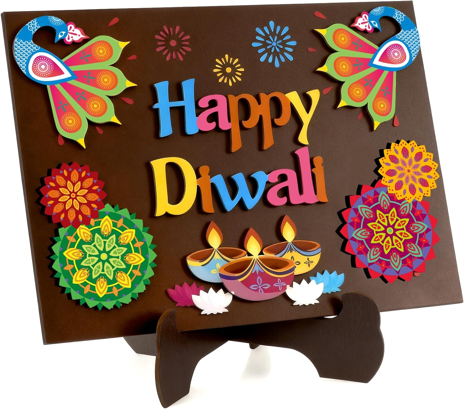 Happy Diwali Gift Wooden Table Decorations Sign for Home Office Favors