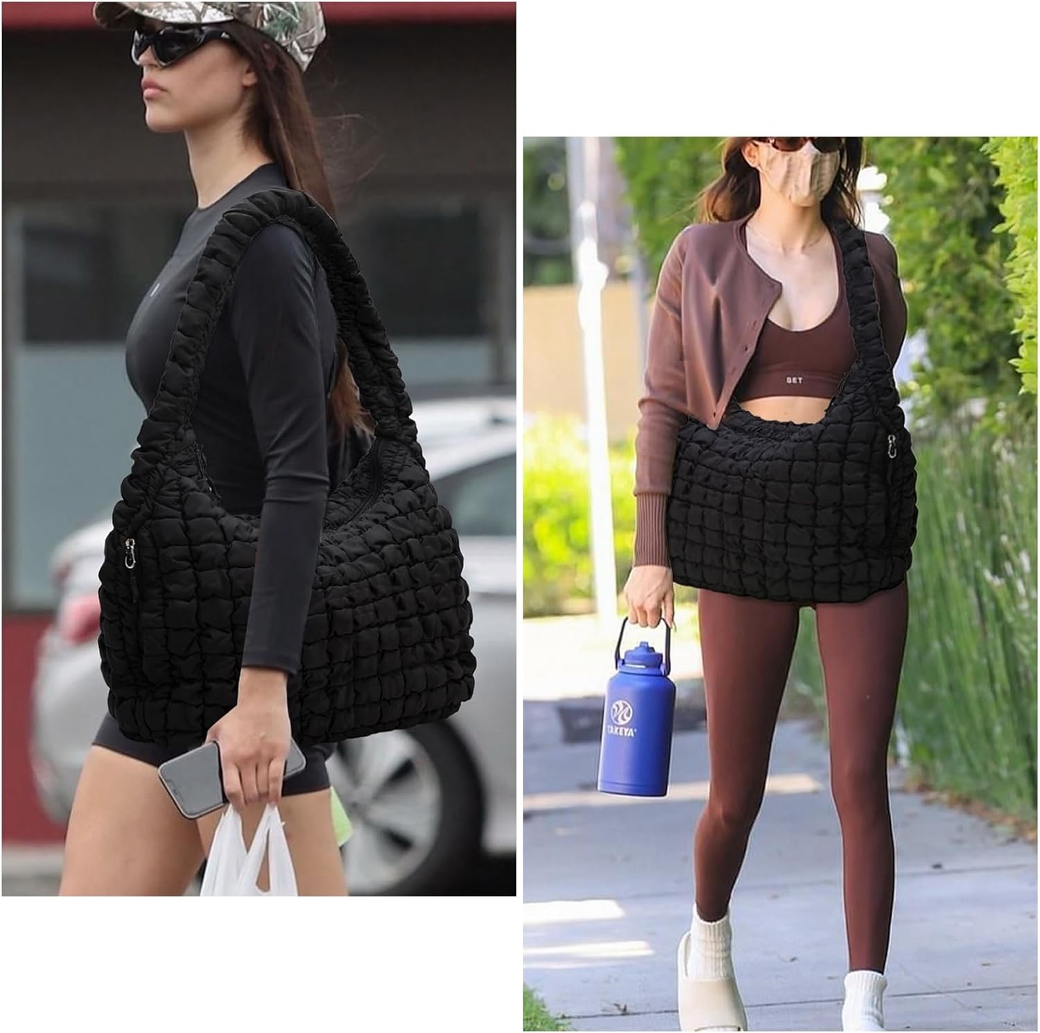 Large Puffer Shoulder Bag, Quilted Tote Bag for Women Puffy Crossbody Hobo Bag Handbags for Daily Use