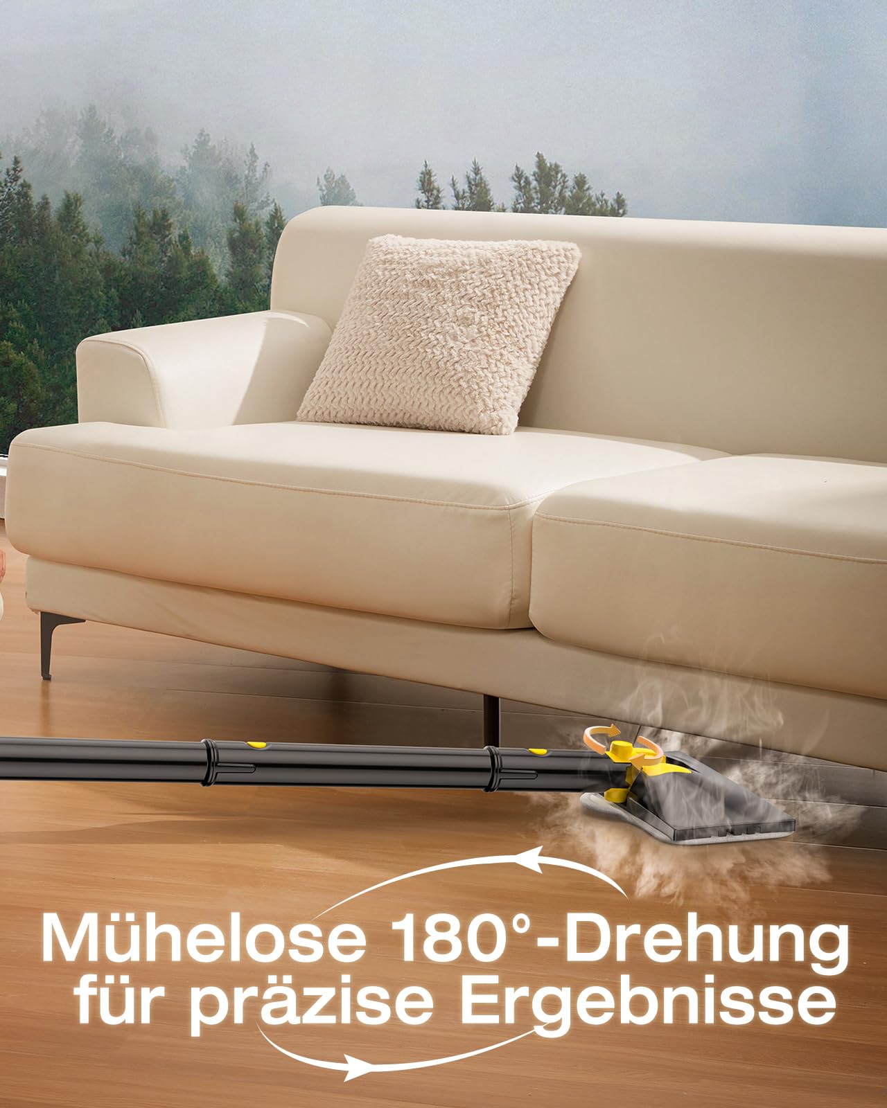 10-in-1 Dampfreiniger mit abnehmbarem Handgerät,Handdampfreiniger Zubehör | 350-ml-Tank,10 Sekunden Aufheizzeit,120 °C Dampfreiniger, 2-stufige Temperaturregelung, für Boden, Teppich, Fliesen und Grill