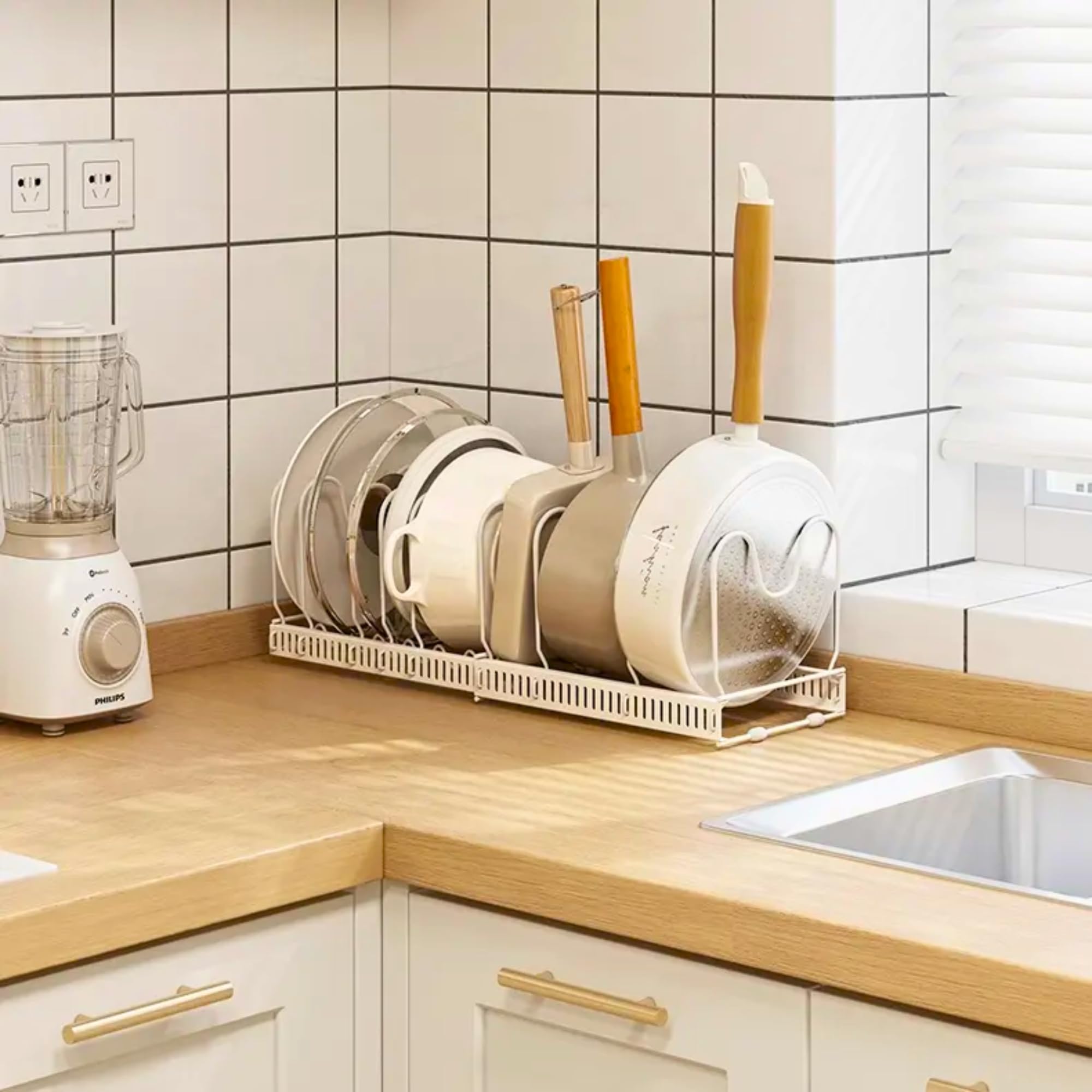 ALCR Dish Drying Rack for Kitchen to Dry Cup, Bowl, Dish, Plate as a Countertop Saving Space Shelves (Pot Storage Rack_White)