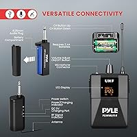 Vista 5 de Pyle Kit de sistema de micrófono inalámbrico UHF - Juego de micrófono inalámbrico profesional portátil - Auriculares, Lavalier, transmisor
