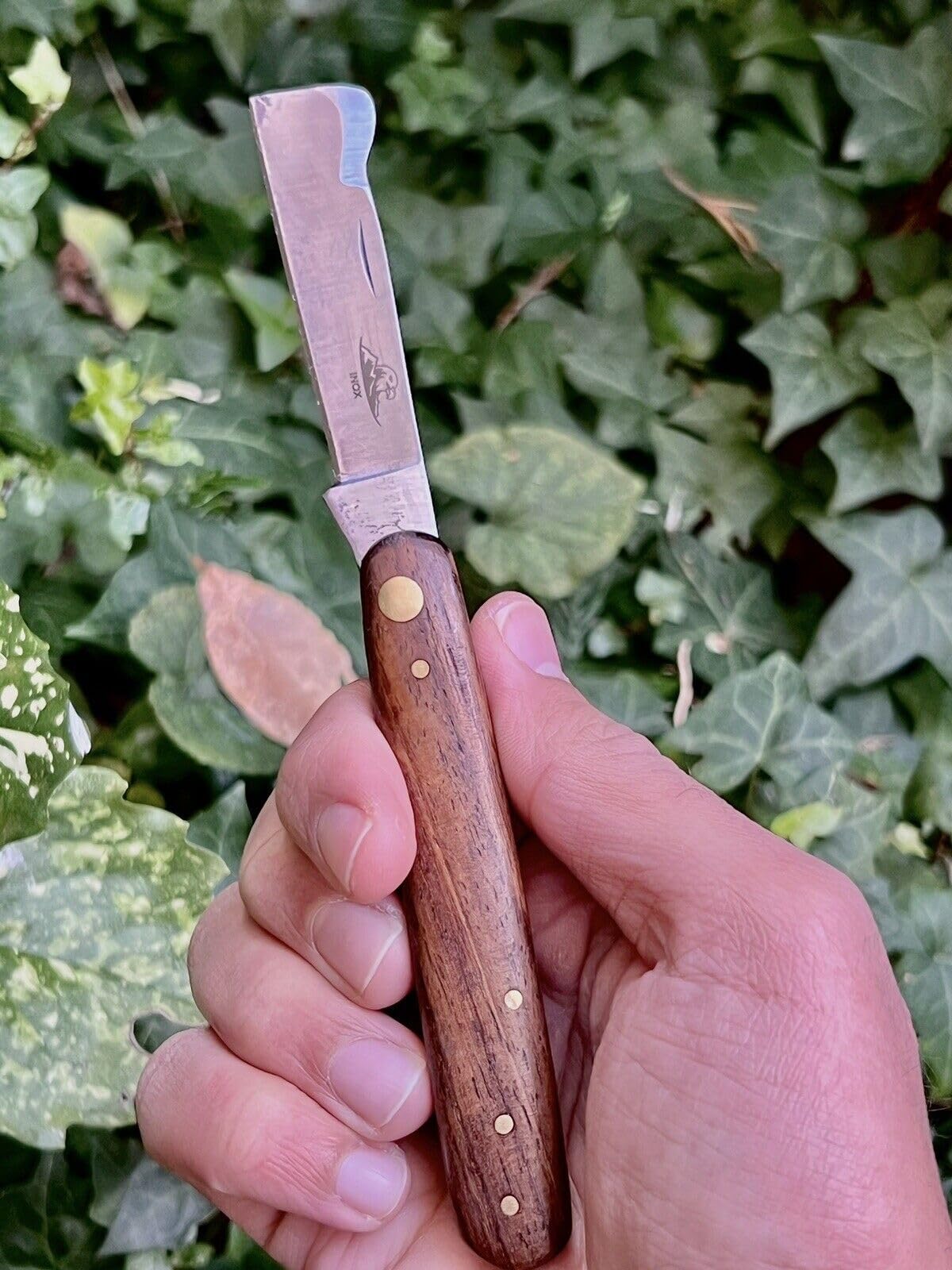 Coltello Artigianale Roncola Mezzaluna Coltelli per innesti Manico in Legno Pieghevole Coltello Da Tasca Coltello Innesto Roncola