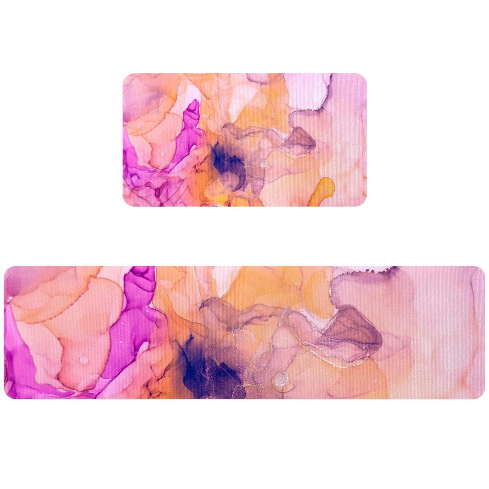 Tapete de cocina lavable que evita resbalones con texturas rosa