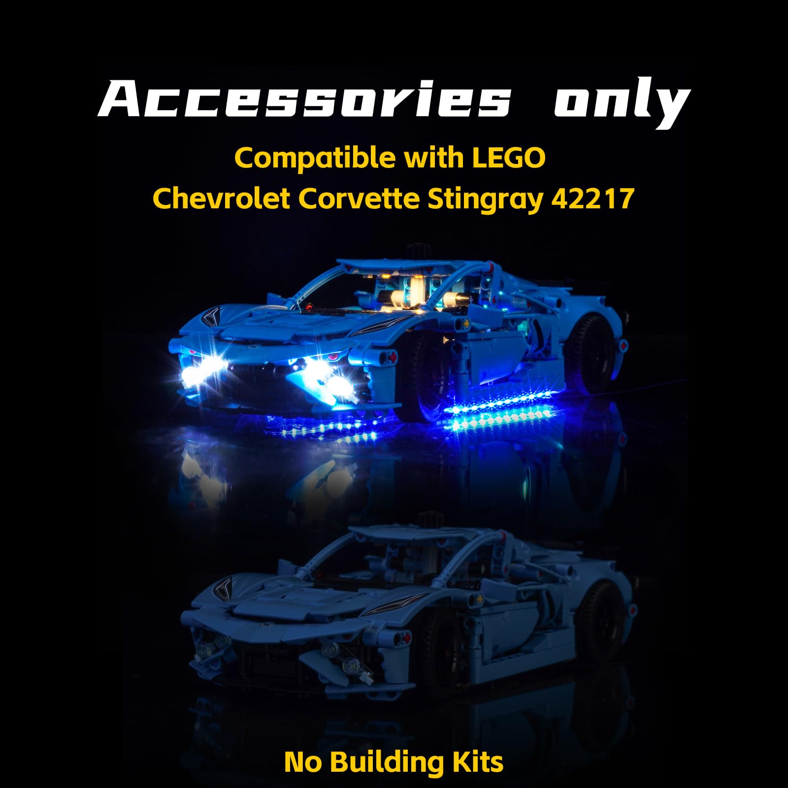 Remote Control Led Light Set Compatible with Lego Chevrolet Corvette Stingray Blue 42217 (No Model) - Image 4