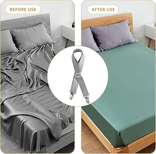 Miniatura 3 de QoeCycth 8 clips de correas ajustables para sábanas, soporte elástico para sujetar sábana de colchón y tirantes, agarradores para sujetar sábanas,