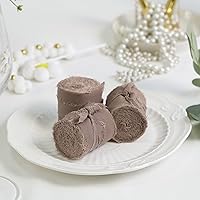 Vista 3 de MEEDEE Cinta de gasa taupe de 2 pulgadas, cintas deshilachadas con flecos, para manualidades, cintas de gasa de seda para envolver regalos