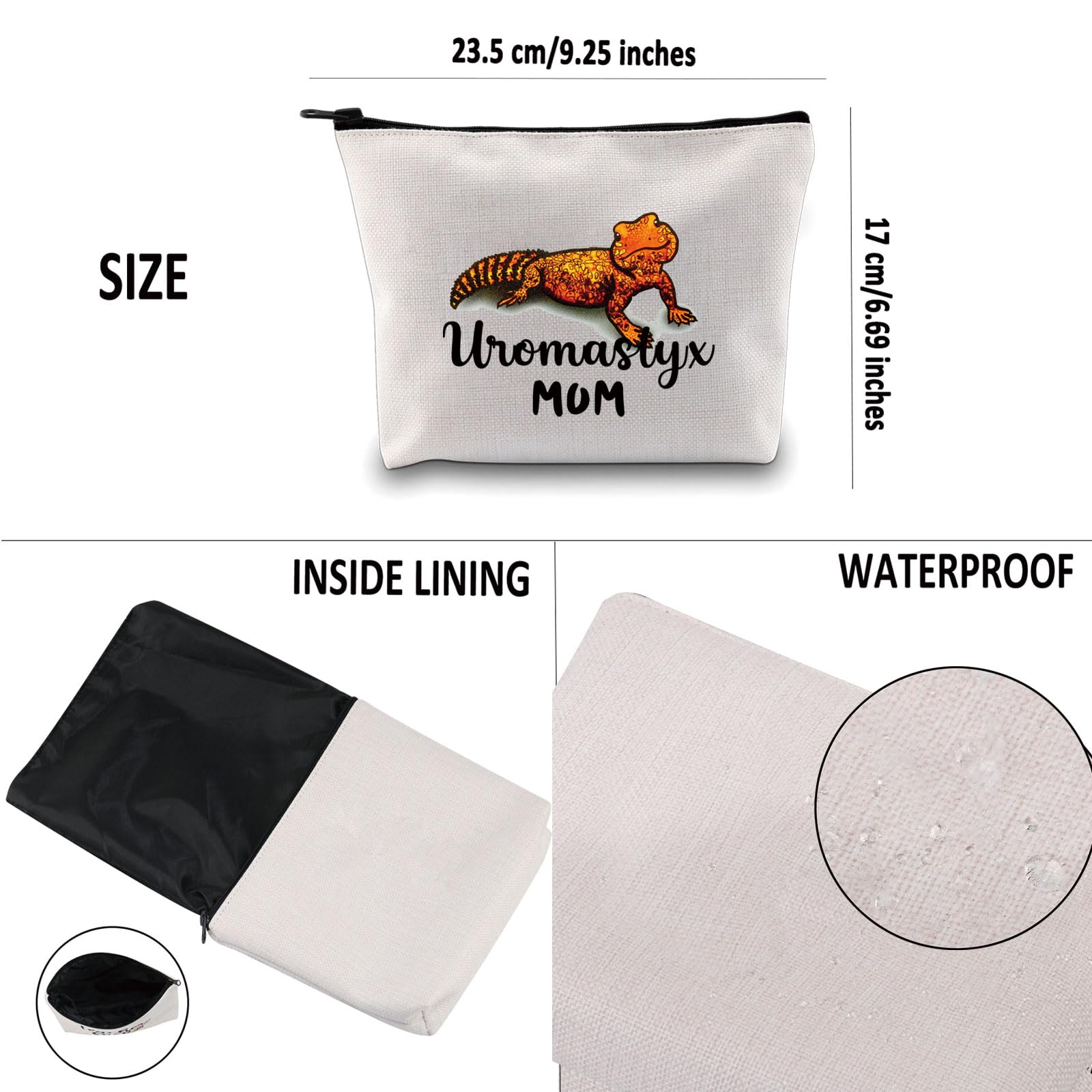 PYOUL Uromastyx Lover Gift Uromastyx Mom Makeup Bag Uromastyx Owner Cosmetic Bag Reptile Lizard Pet Lover Gift (Uromastyx Mom Bag) - Image 3