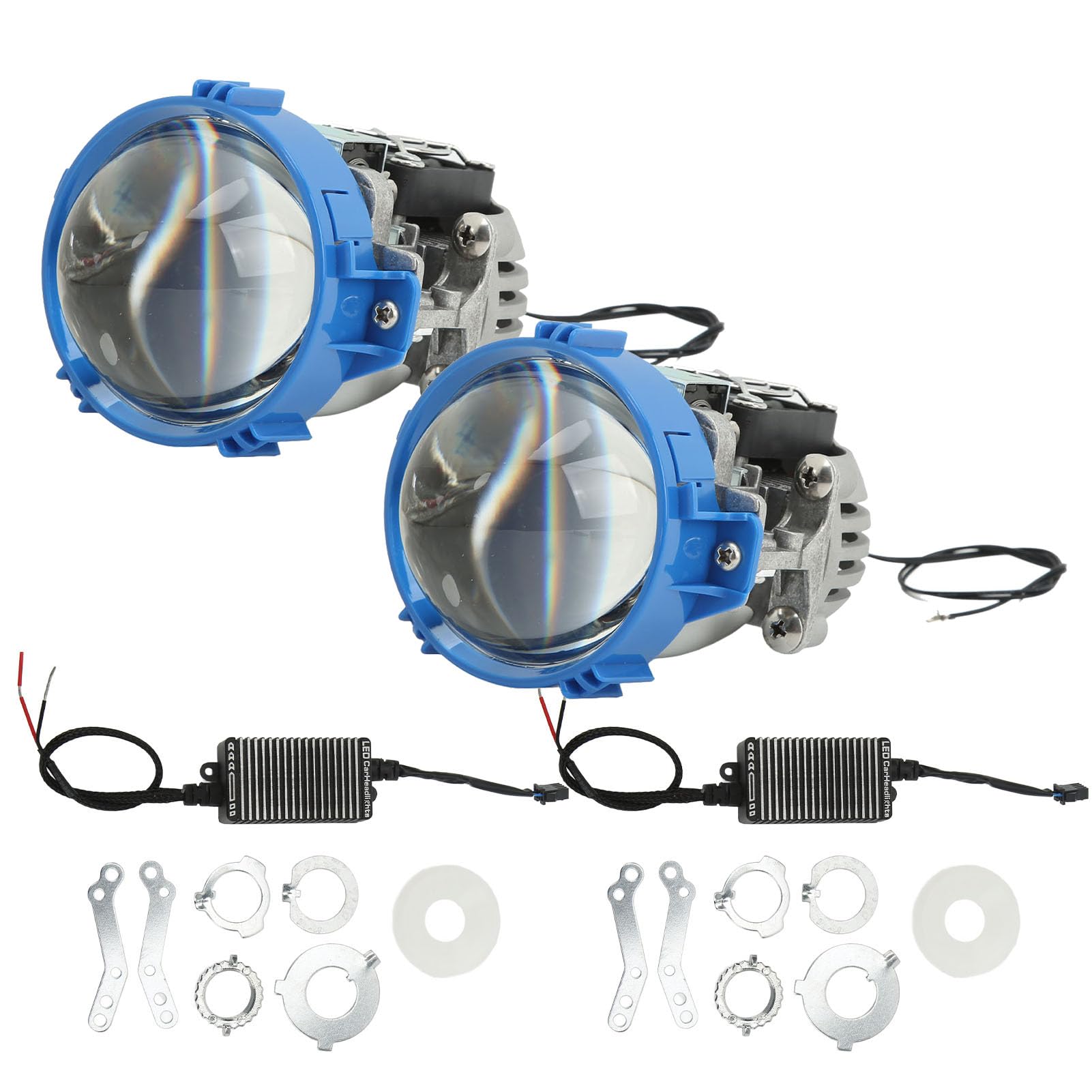 2.5 inch Bi LED Projector Lens High Low Beam 120W 15000LM Headlight Retrofit LHD