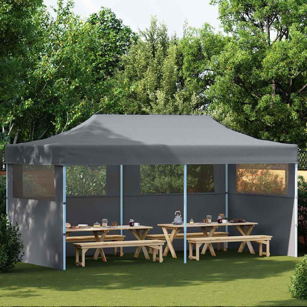Faltpavillon, 3 x 6 m, mit Seitenwänden, Anthrazit