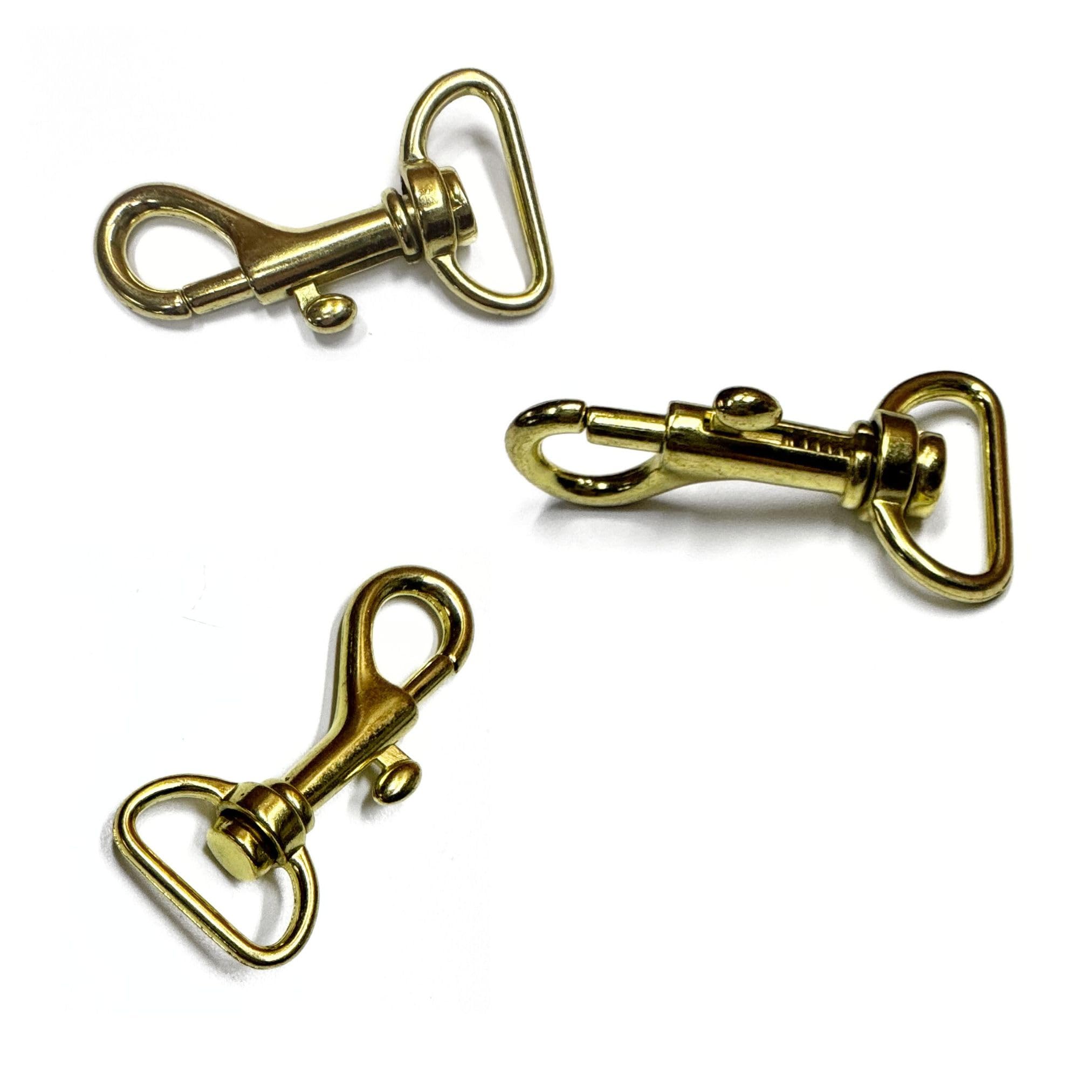 LEATHER UNLTD Brass Plated Swivel Bolt Snap Hooks Rounded Rectangle Ring 0.75