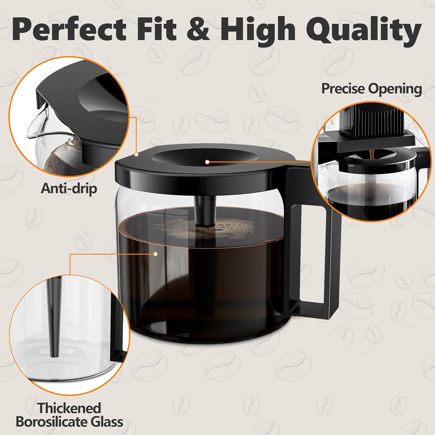 Glass Carafe Compatible with Technivorm Moccamaster KBGV Select, KBG Brewers, CD, CDG, 40oz 1.25L Coffee Pot Replacement(89830) - Image 5