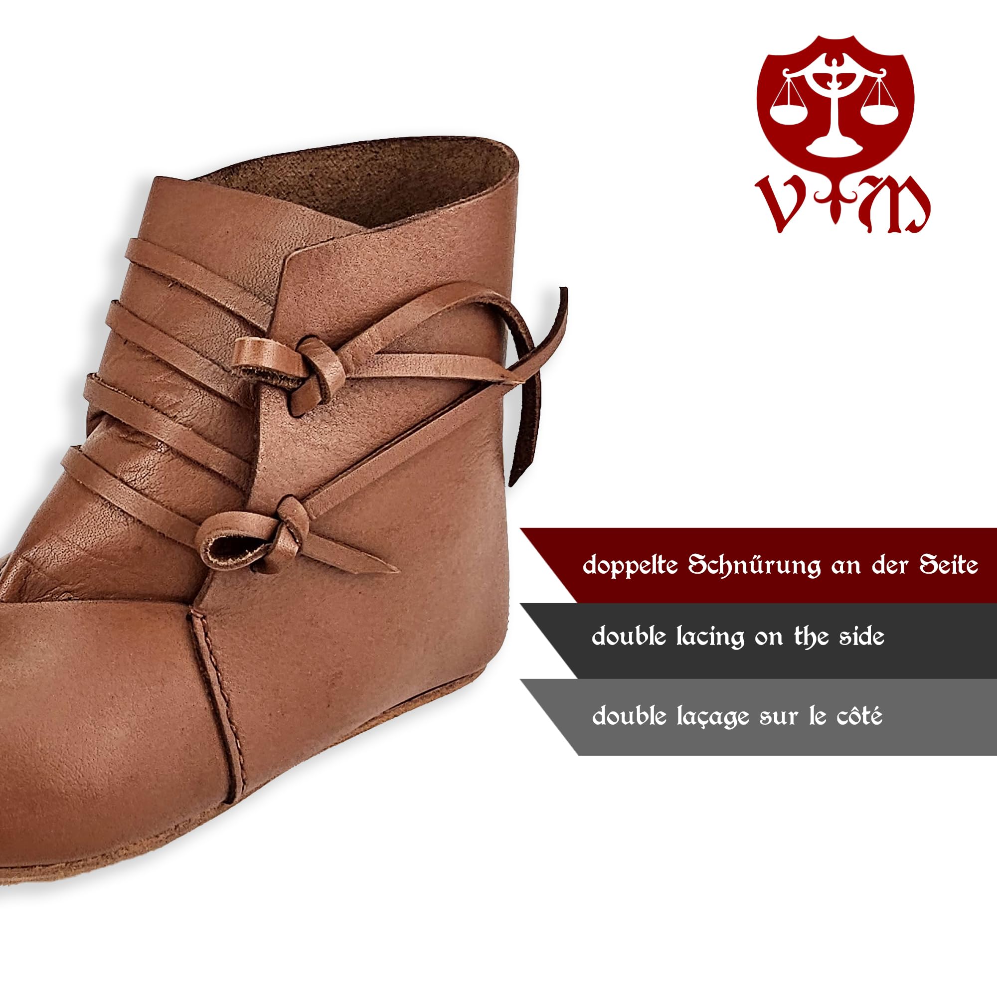 Mittelalter Schuhe Dunkelbraun mit Ledersohle London