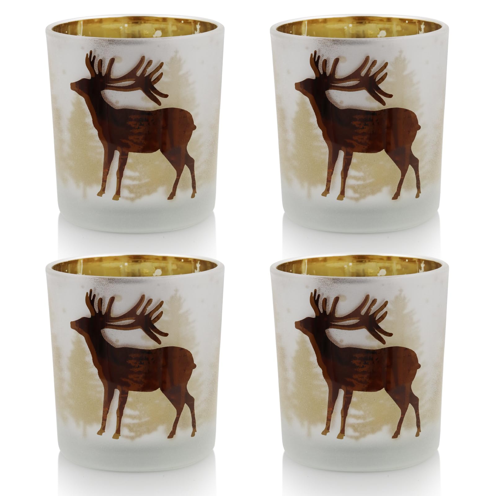 SHMILMH Lot de 4 bougeoirs votifs en verre doré et argenté pour décoration de table de Noël