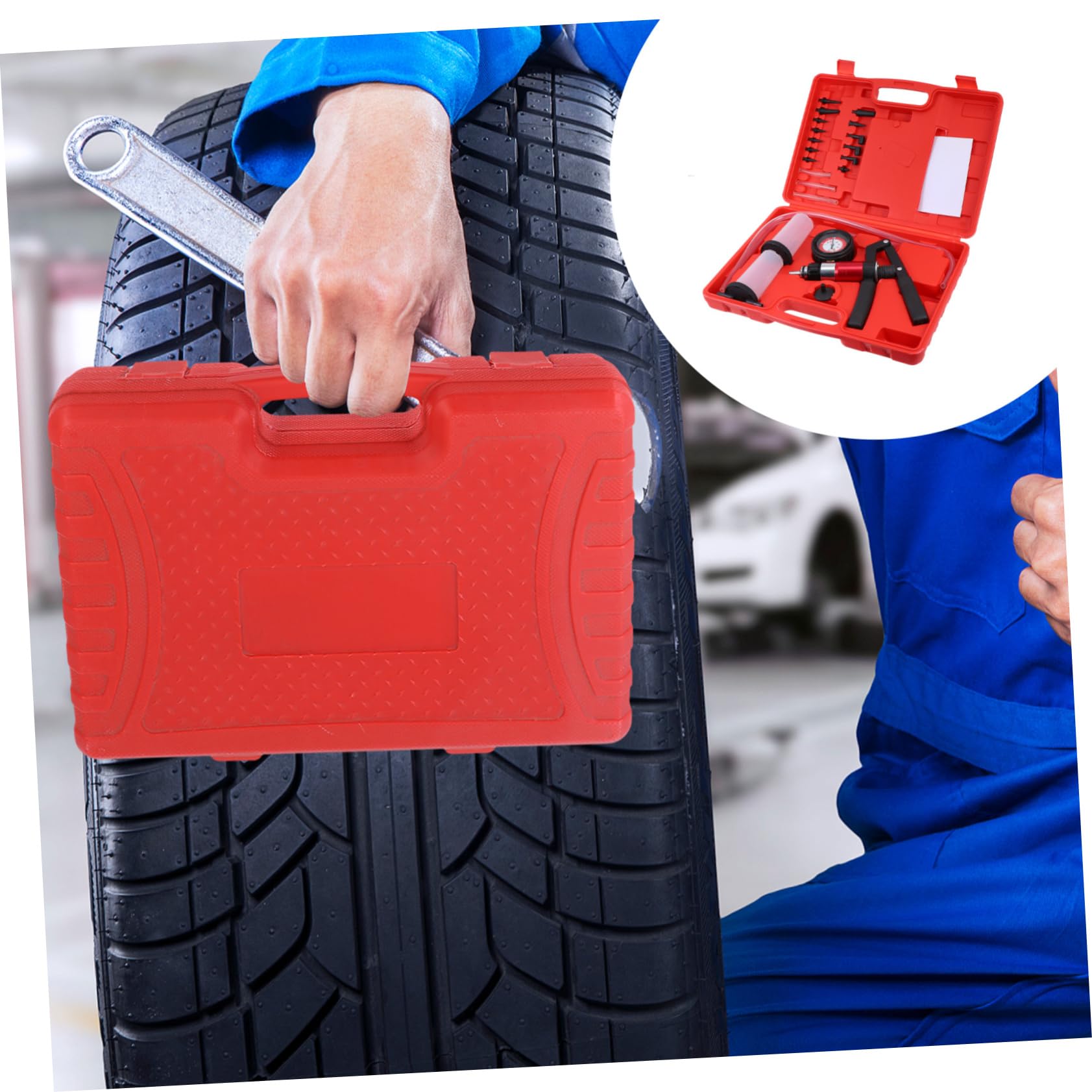 Alipis Kit de Purga de Frenos para Coche Bomba de Vacío Manual, Sellado Excelente y Fácil de Transportar, Incluye Adaptadores y Estuche Duradero para Uso en Casa o Negocio