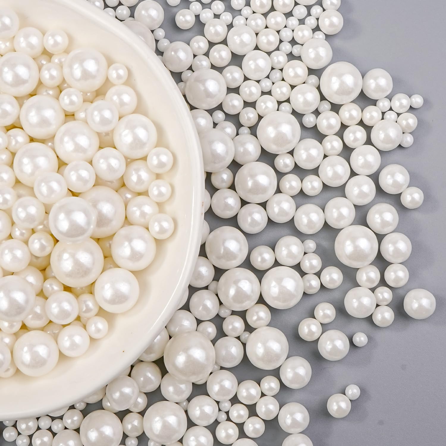 Edible White Pearl Sugar Sprinkles, White Pearls for Cake Decorating, 130g/4.58oz, Candy Baking Cake Decorations, Cupcake Toppers & Cookie Decoration, Wedding Party Valentines Easter Supplies