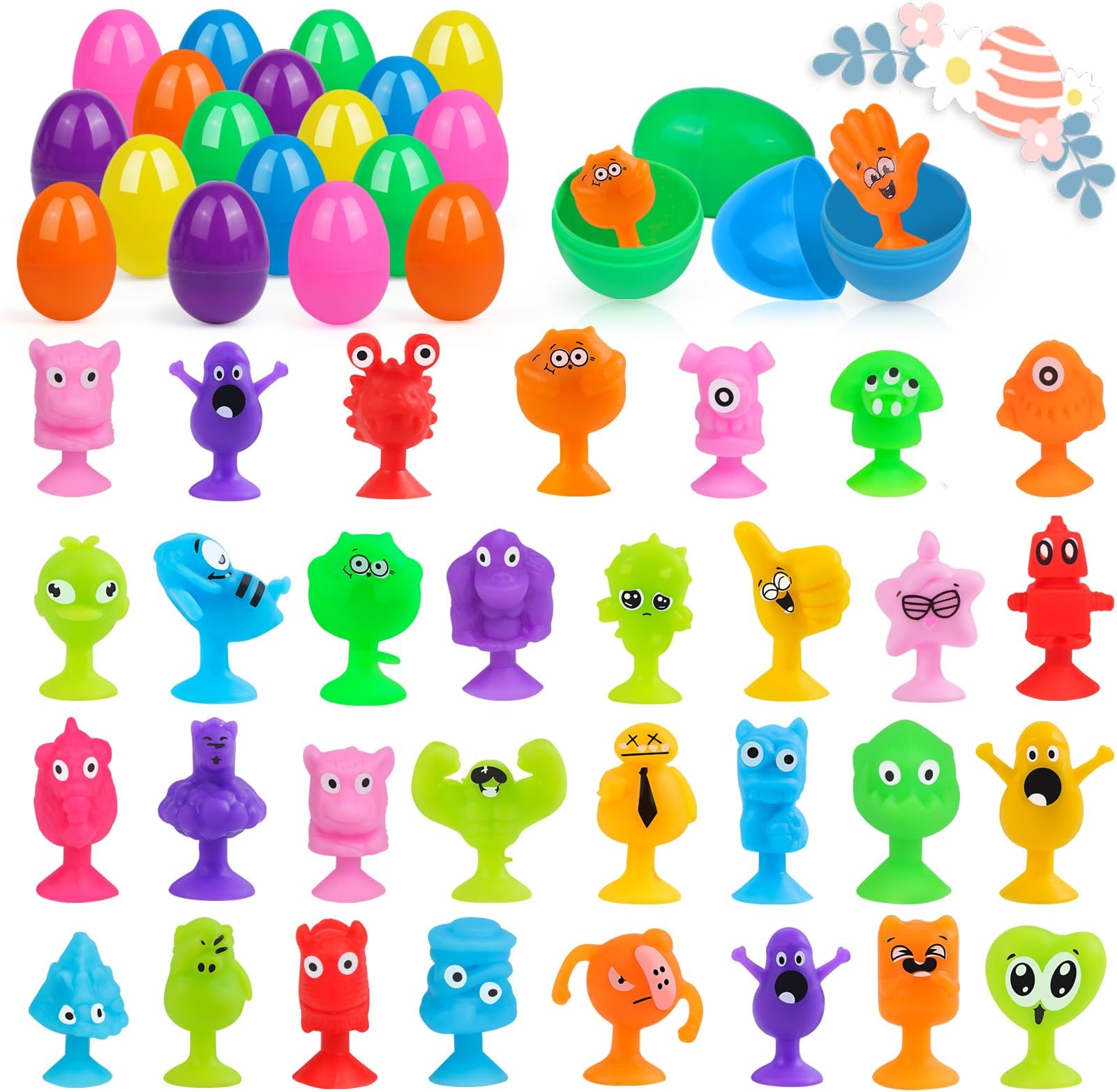 ZMZS 50PCS Christmas Party Favors for Kids 4-8 Mini Monster Suction Cup Toys Goodie Bags Stuffers Sensory Stress Release Fidget Autism Toy Trick or Treat Supplies Bulk for Boy Girl Age 3 4 5