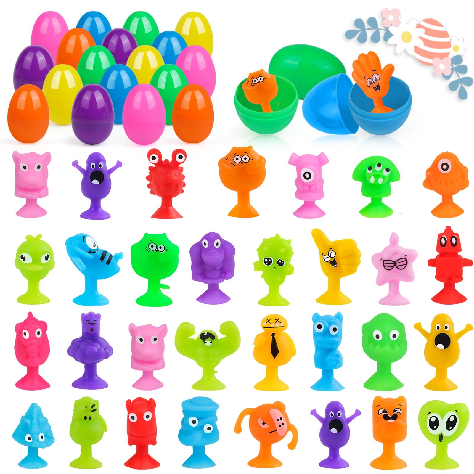 ZMZS 50PCS Christmas Party Favors for Kids 4-8 Mini Monster Suction Cup Toys Goodie Bags Stuffers Sensory Stress Release Fidget Autism Toy Trick or Treat Supplies Bulk for Boy Girl Age 3 4 5